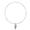 Belle and Bee Sterling Silver Bangle with Mini Feather Charm