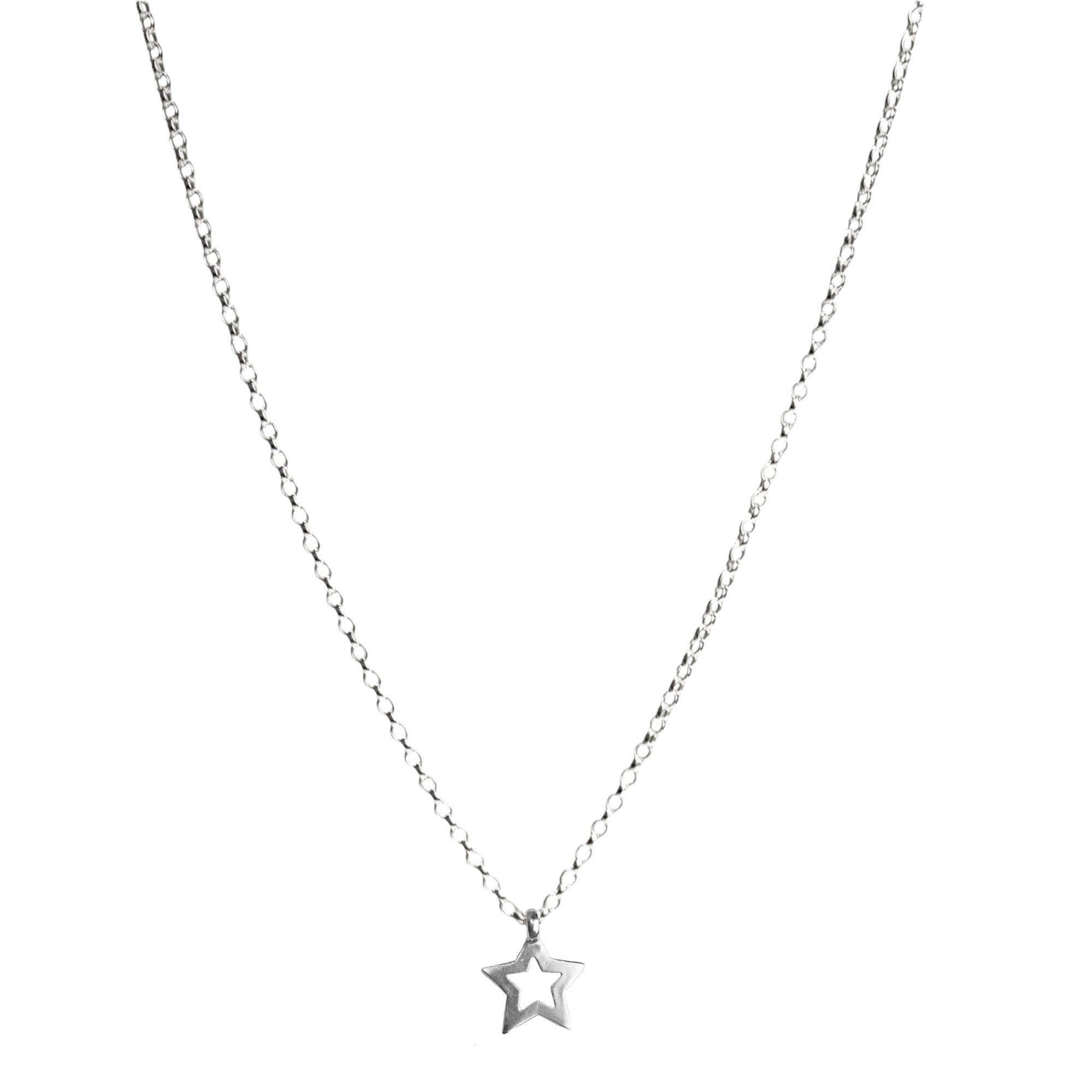 Sterling Silver Necklace with Open Star Charm