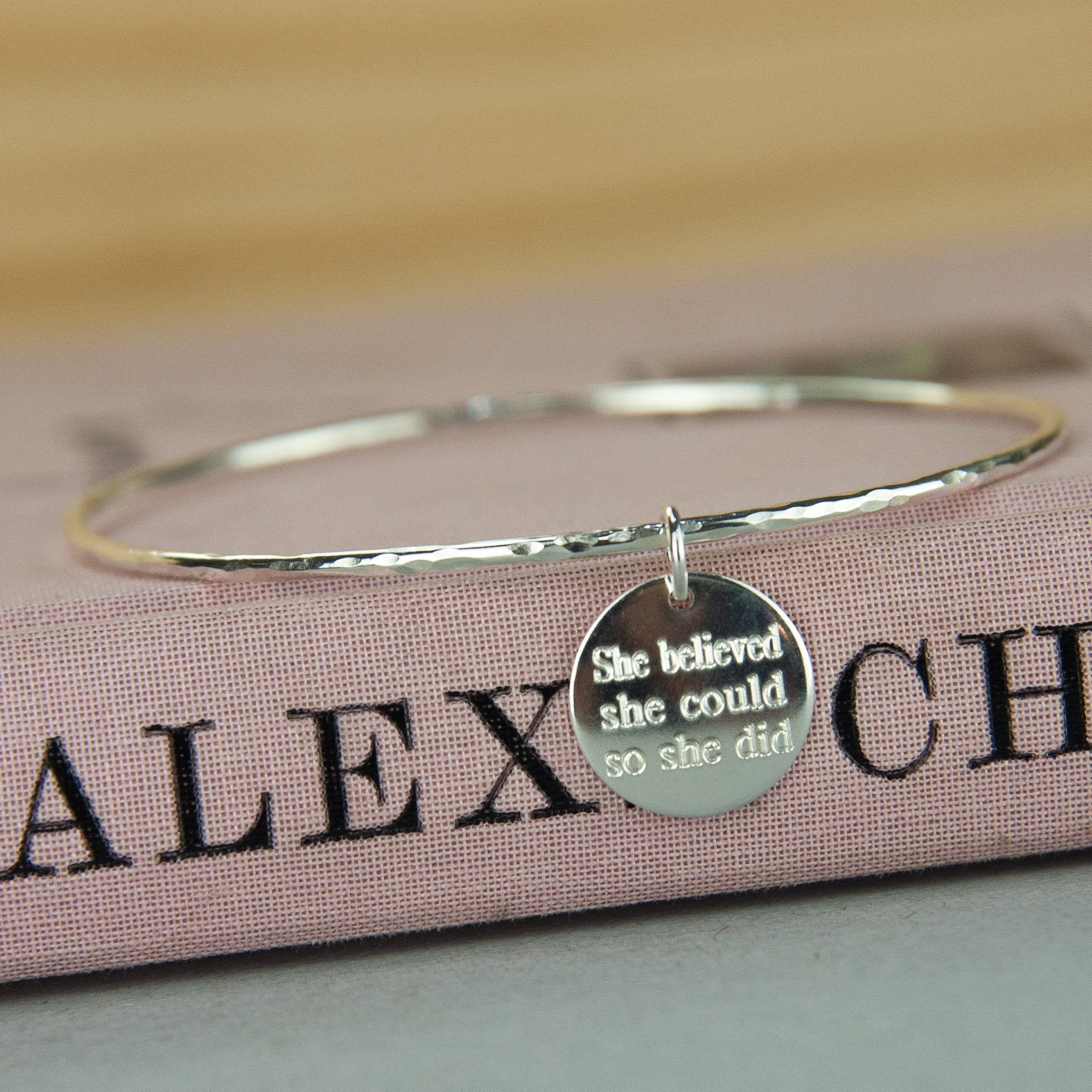 Belle & Bee quote disc bangle