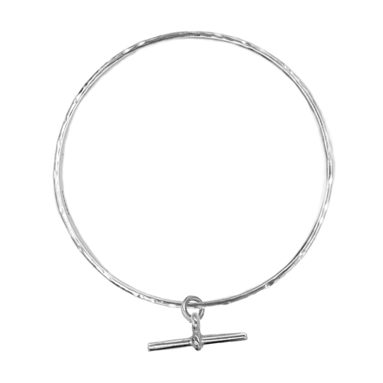 Belle & Bee Sterling Silver midi bangle T Bar Charm
