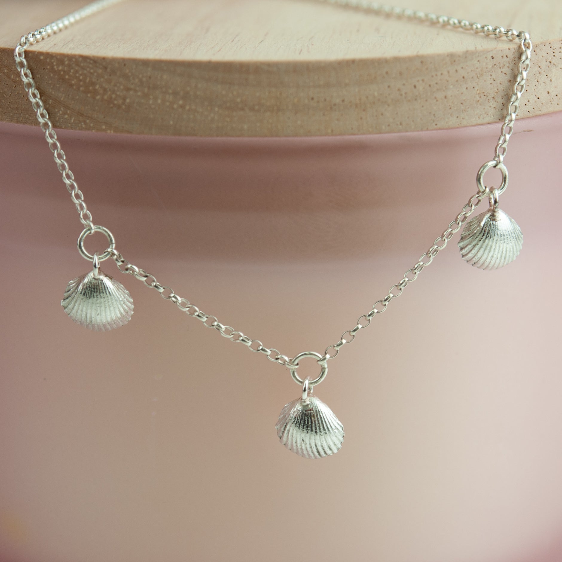 Belle & Bee sterling silver 3 shell necklace