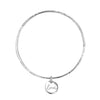 2mm Sterling Silver Hammered Bangle with Love Writing Disc Charm