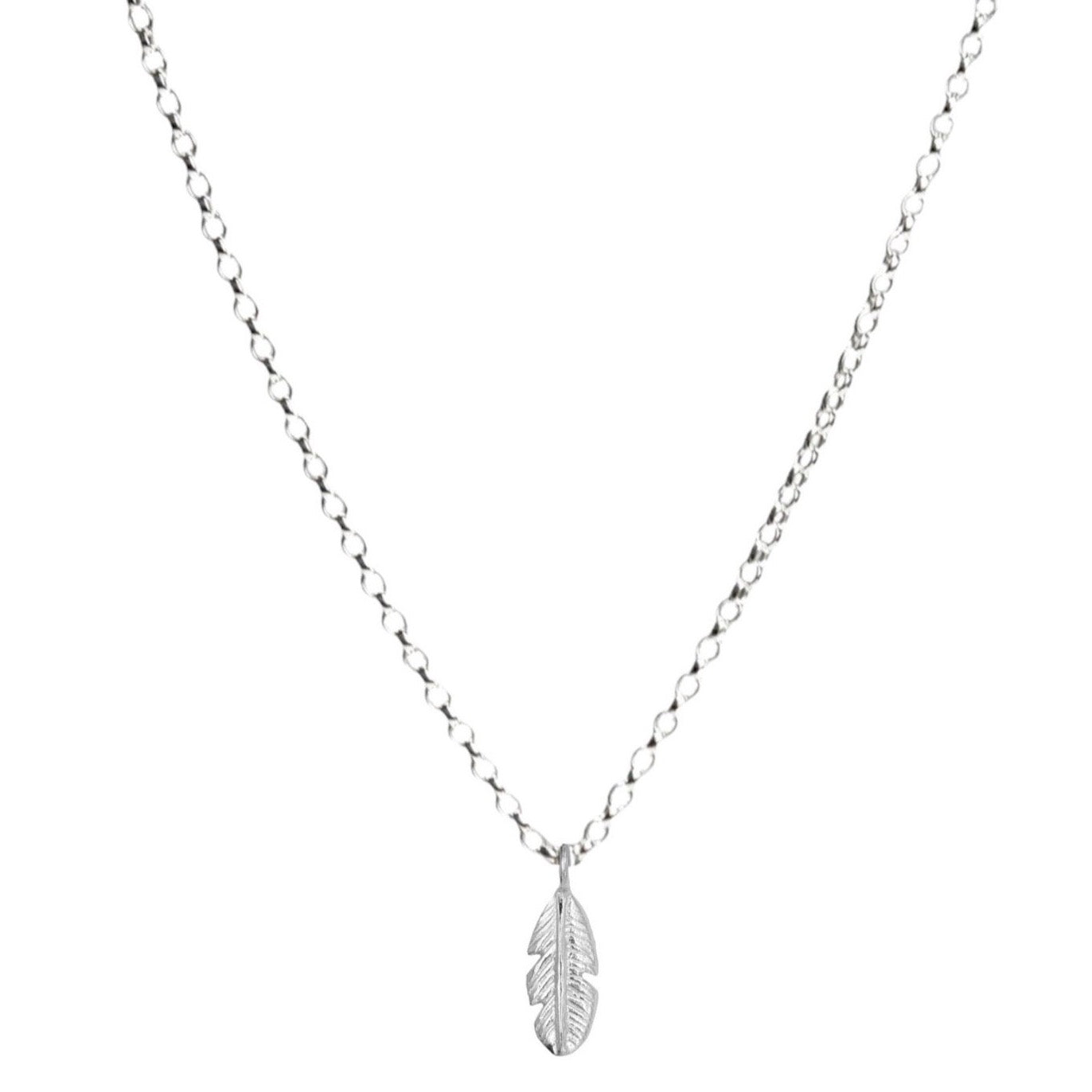 Belle & Bee Sterling silver feather necklace