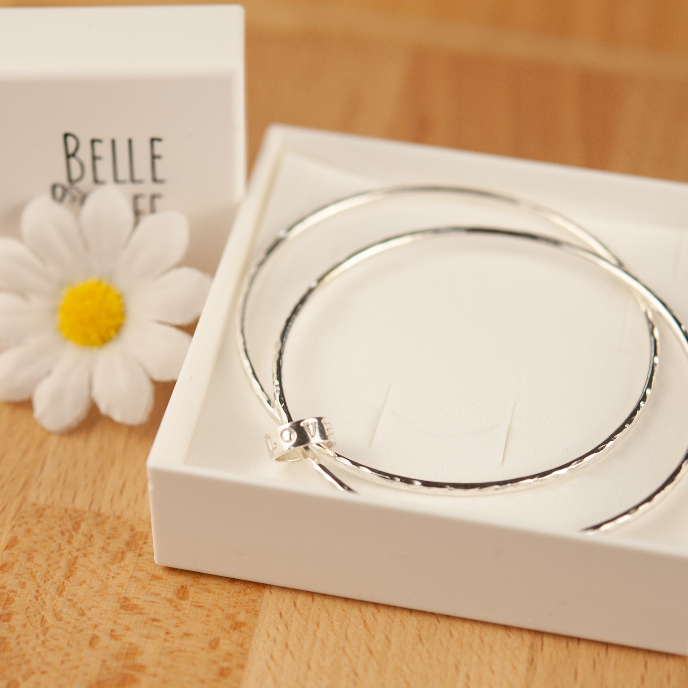Belle & Bee Double 2mm bangle with personalised Love loop