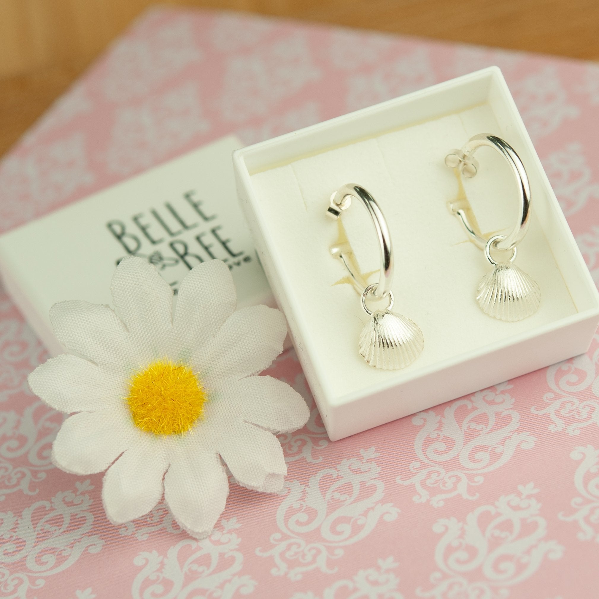 Belle & Bee mini shell hoop earrings