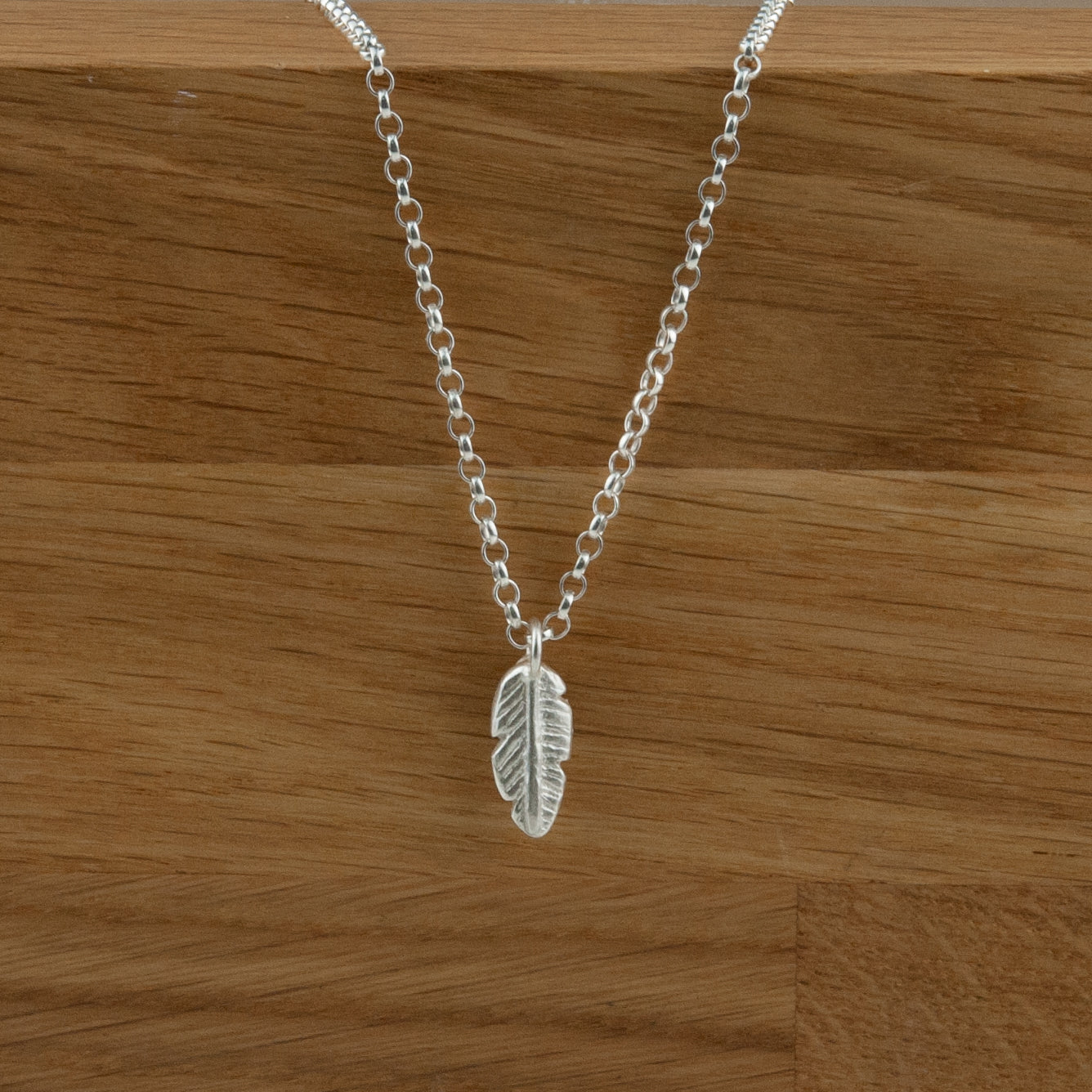 Belle & Bee sterling silver feather necklace