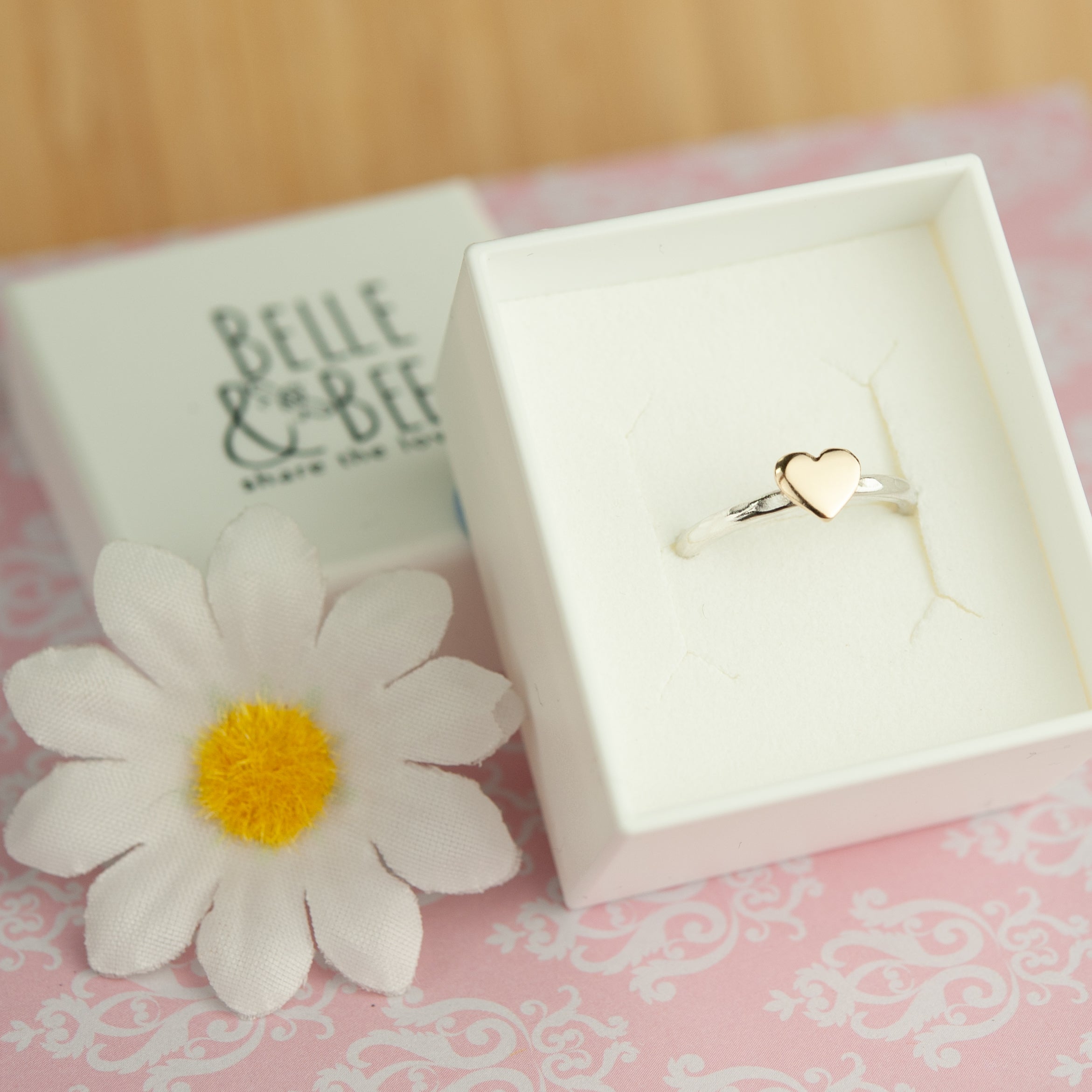 Belle & Bee Gold heart stack ring