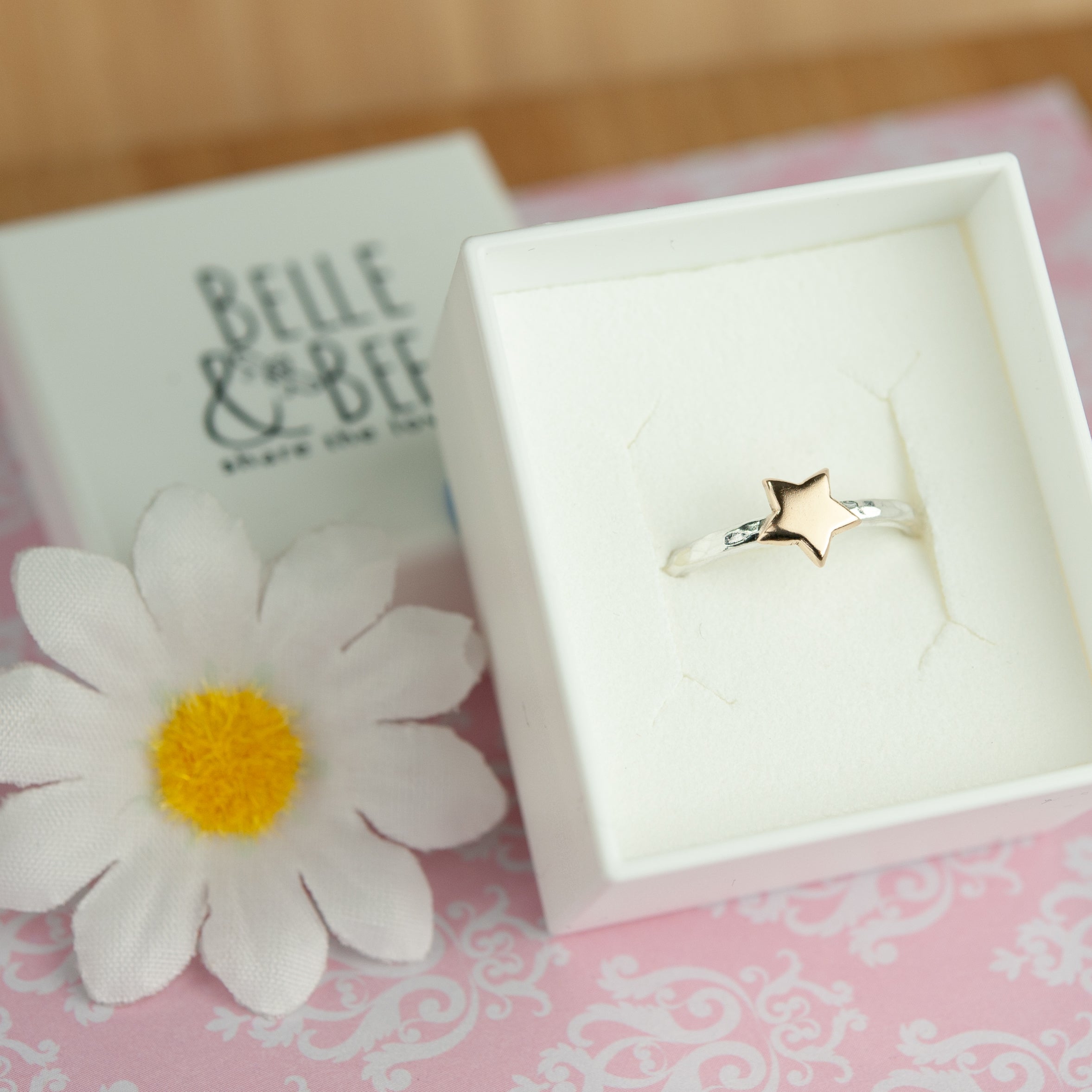 Belle & Bee sterling silver stacking ring with Gold Star