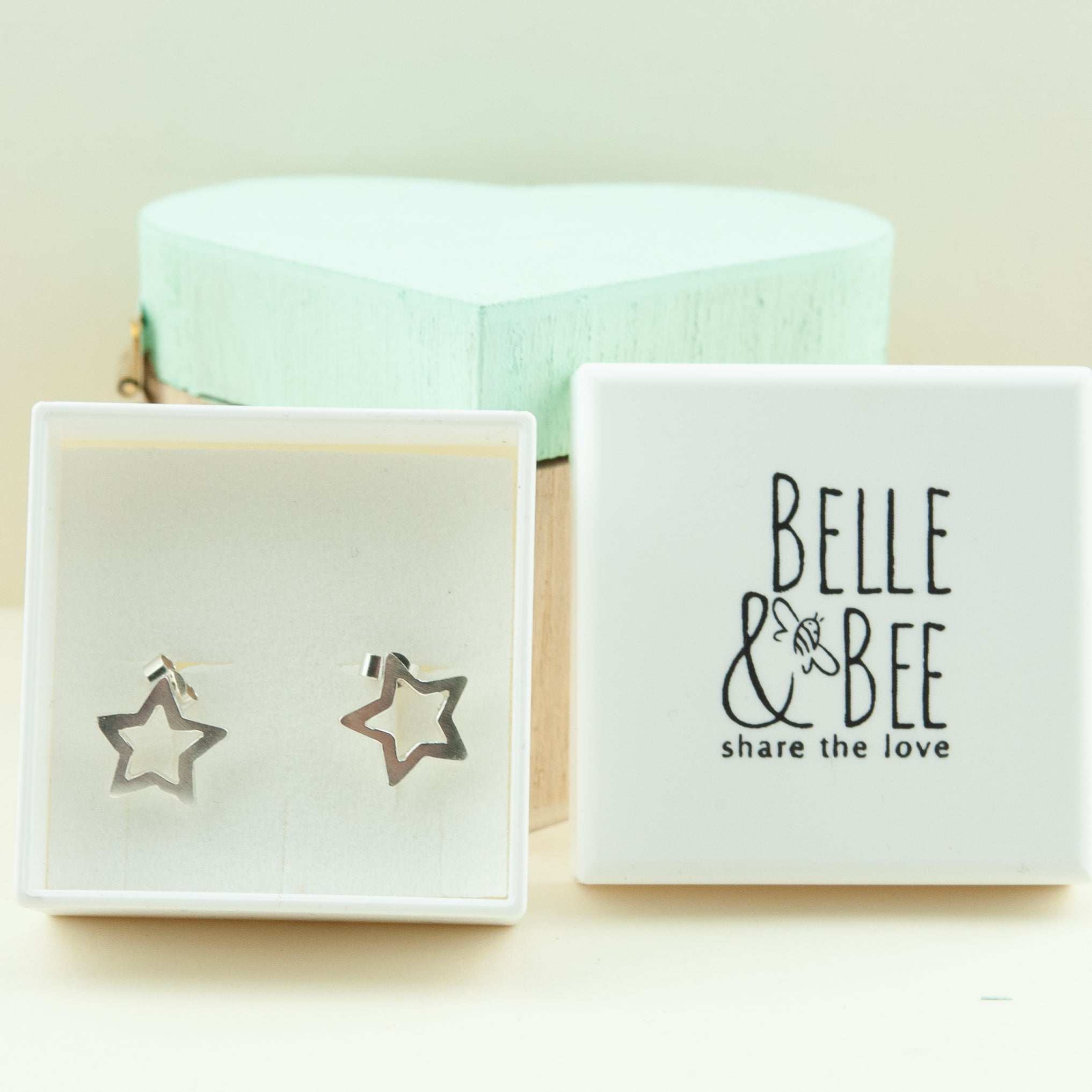 Belle & Bee Sterling open star earrings