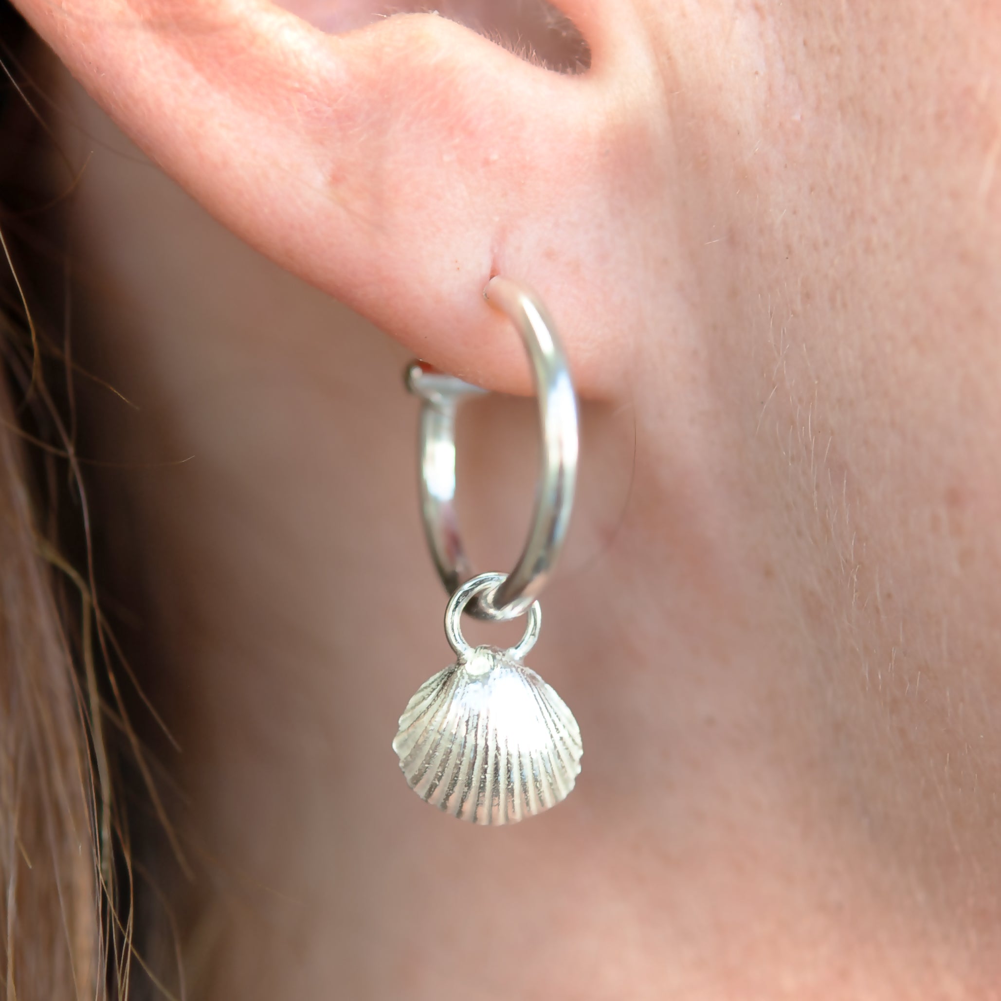 Belle & Bee mini shell hoop earrings