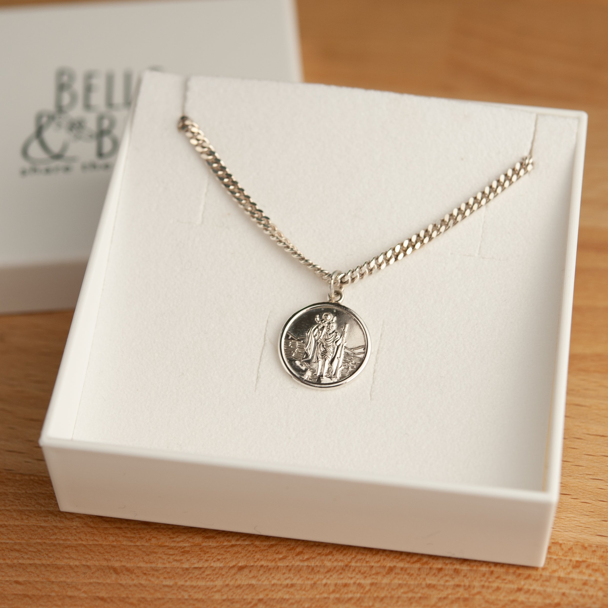 Belle & Bee Sterling Silver St Christopher necklace