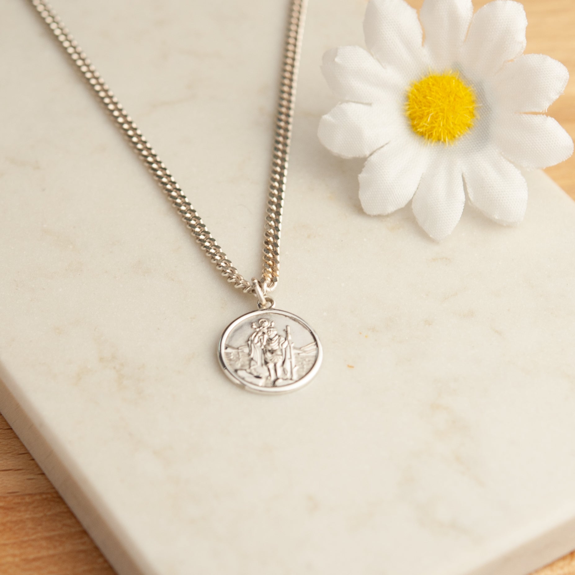 Belle & Bee Sterling Silver St Christopher necklace