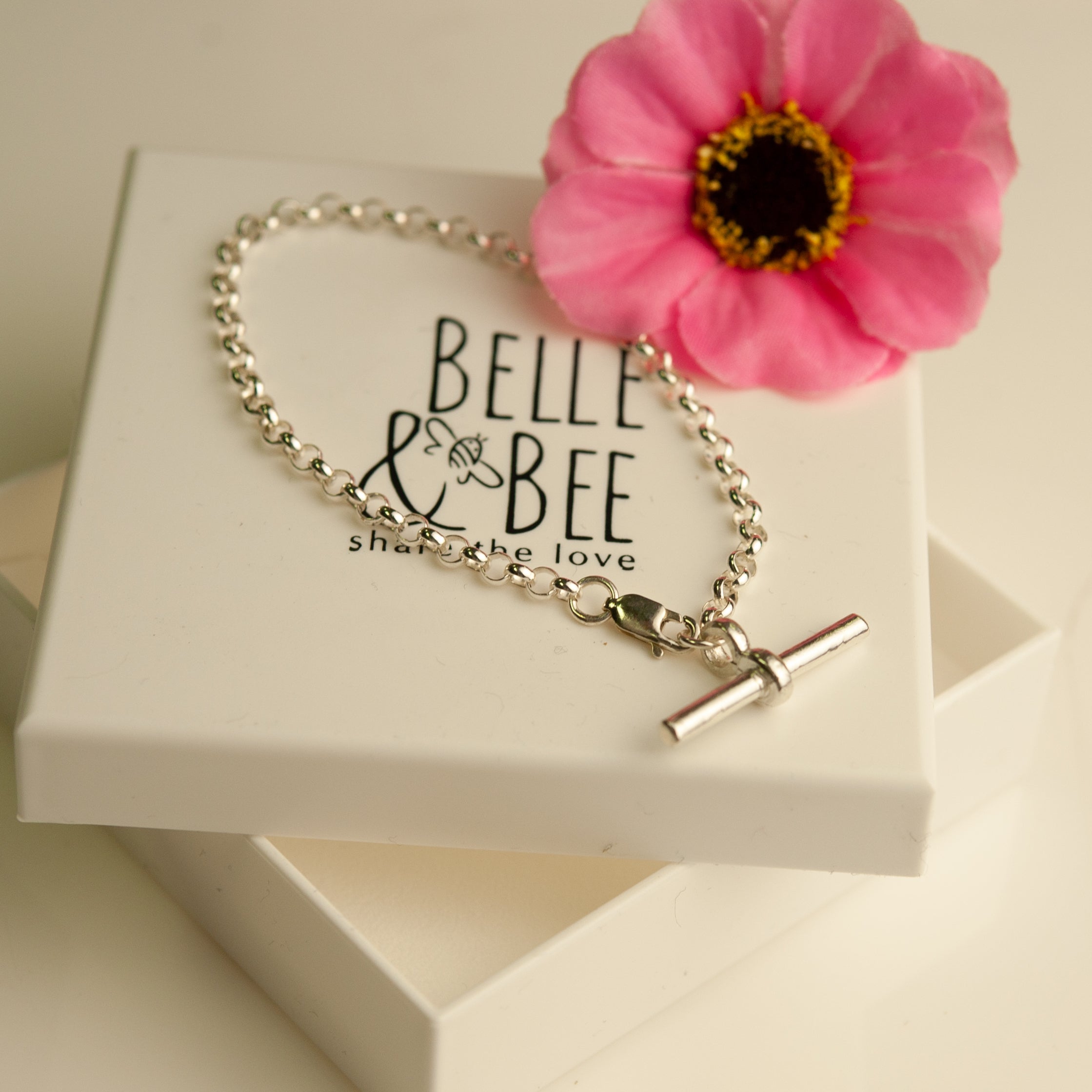 Belle & Bee Sterling Silver T-Bar bracelet