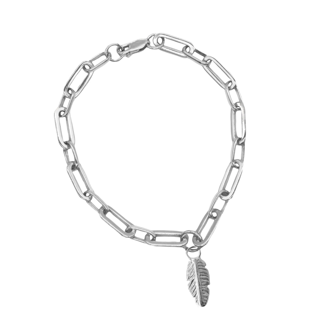 Belle & Bee chunky trace chain bracelet with mini feather
