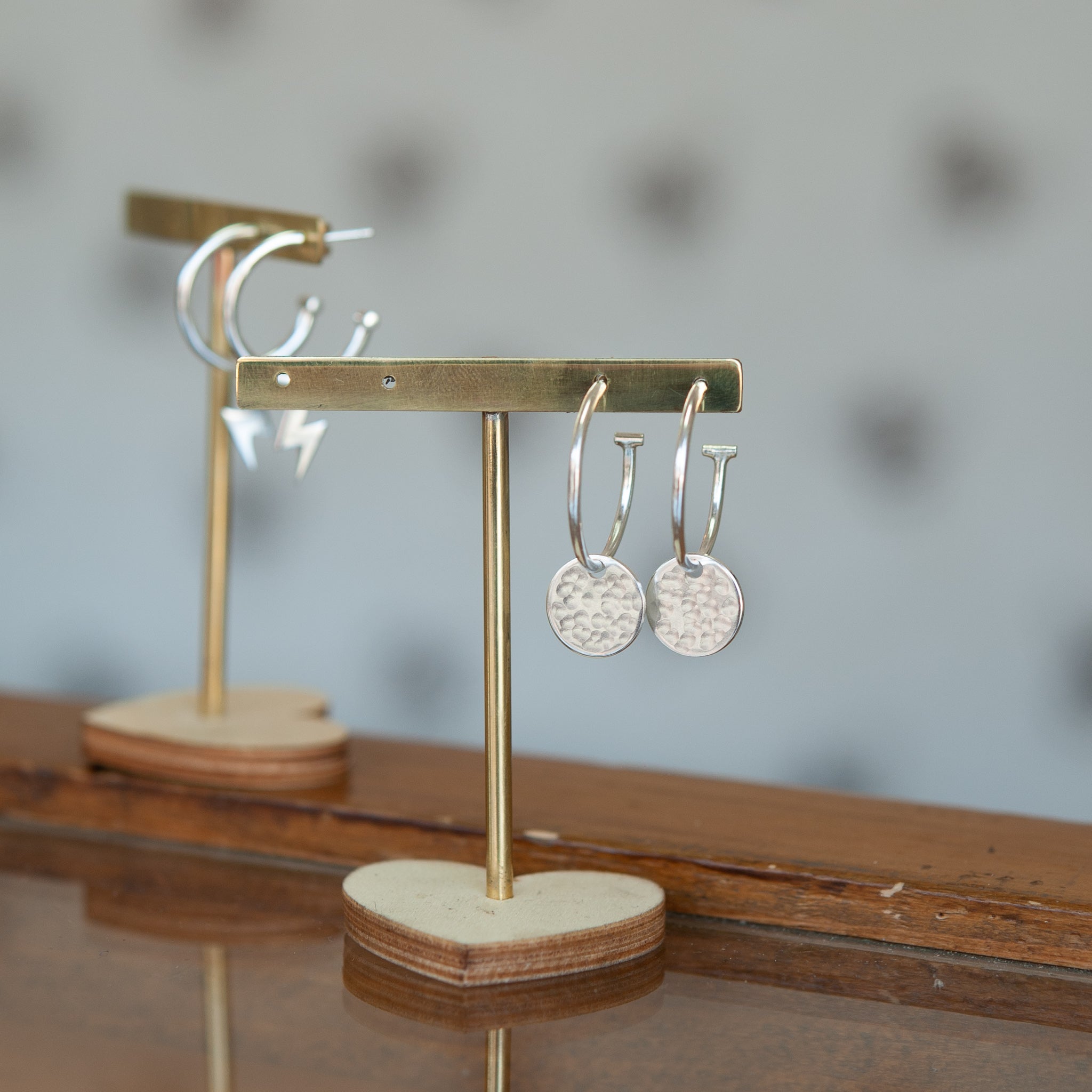 Silver Hammered Disc Hoop Earrings – Belle Bee - Main Image