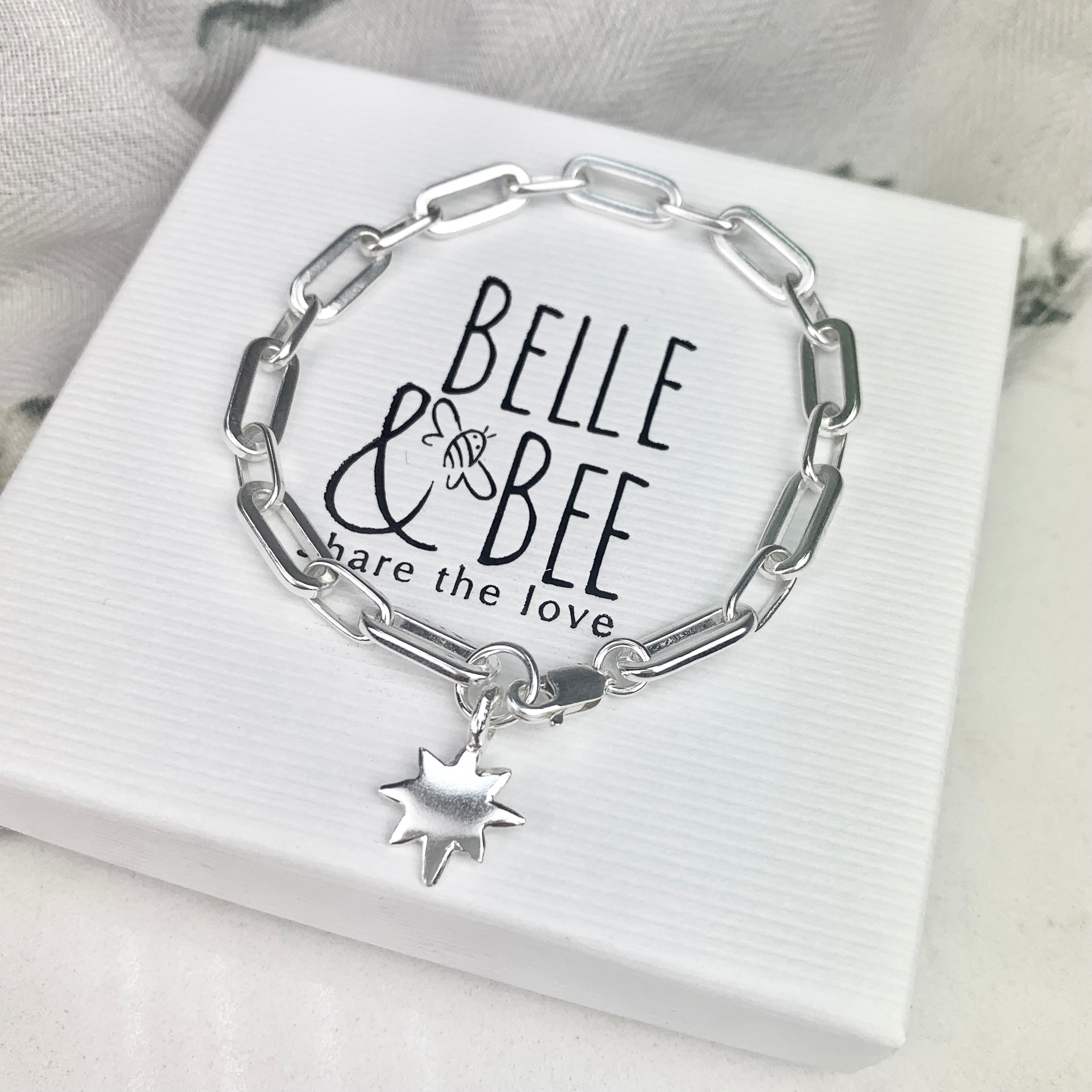 Belle & Bee Chunky Silver Baby North Star Trace Chain bracelet