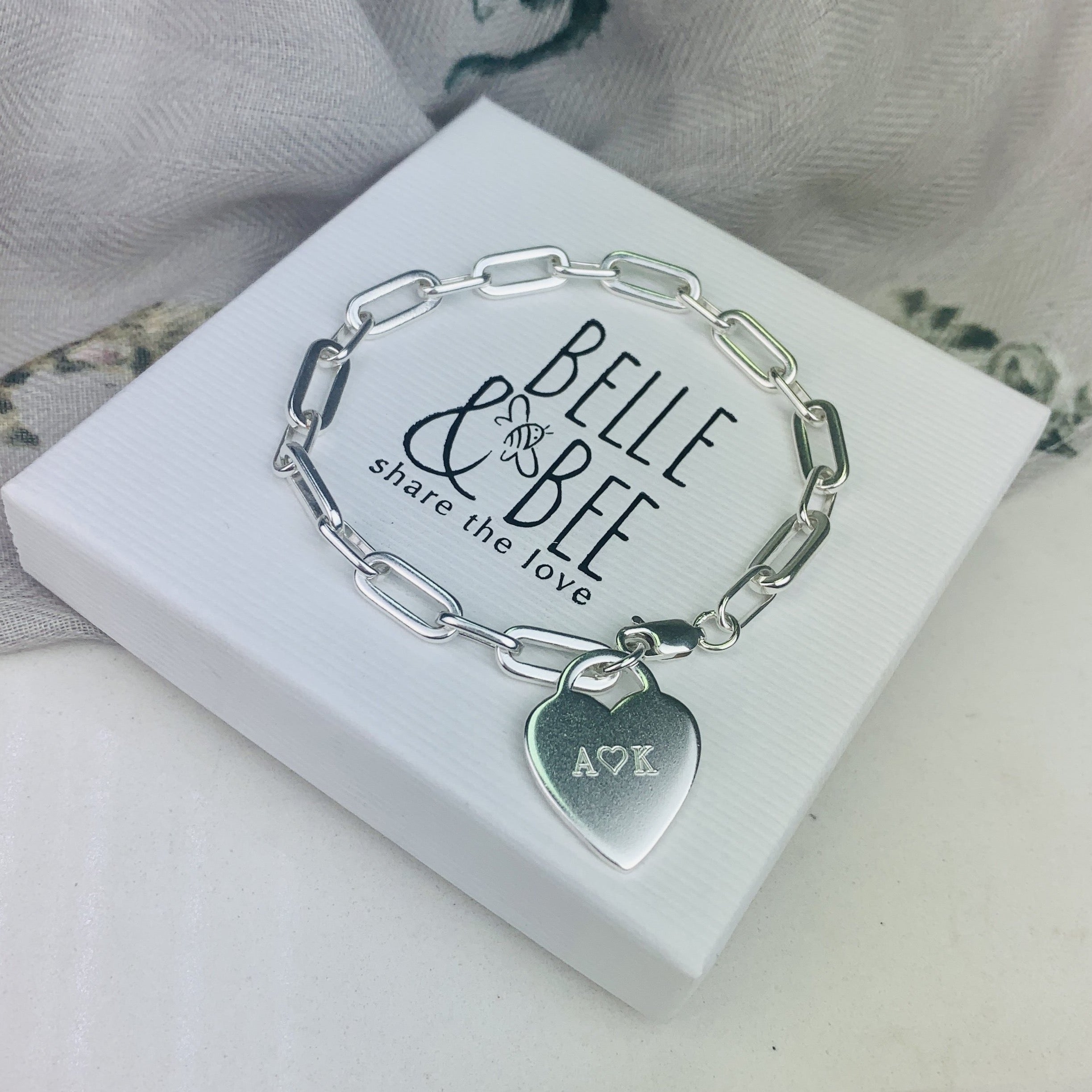 Belle & Bee Chunky you re loved heart trace chain bracelet
