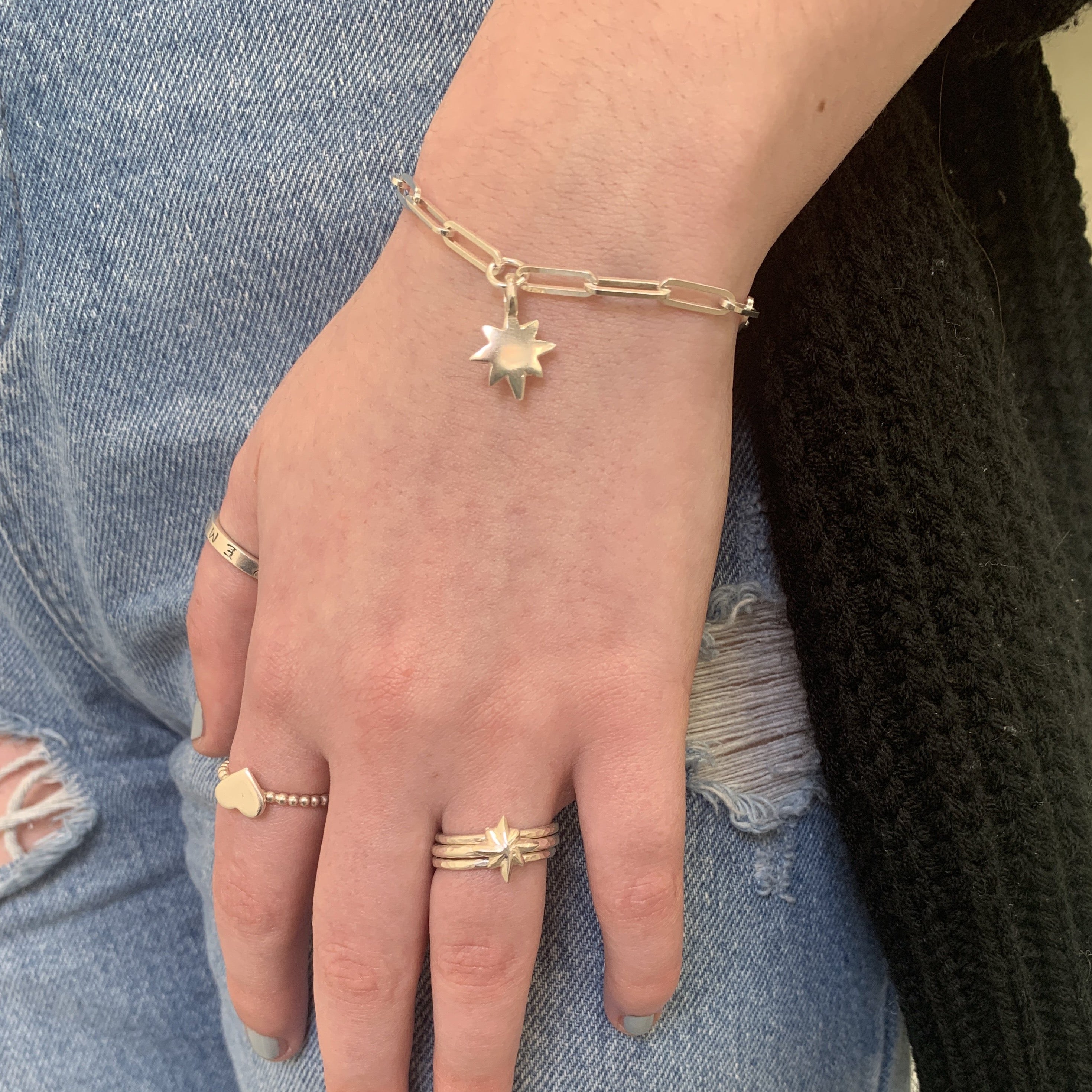 Belle & Bee Silver North Star Trace chain bracelet