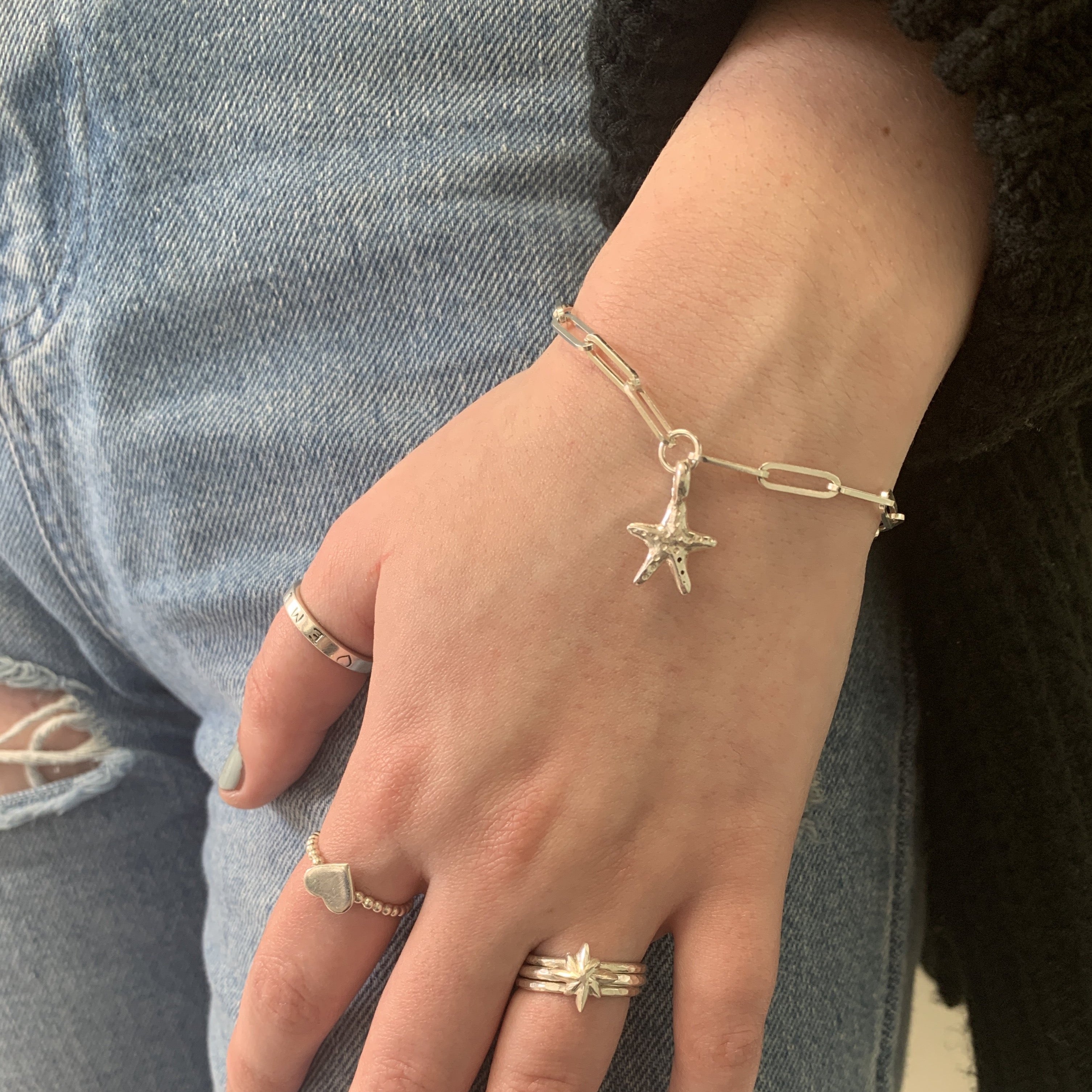 Silver Baby Starfish Standard Trace Chain bracelet