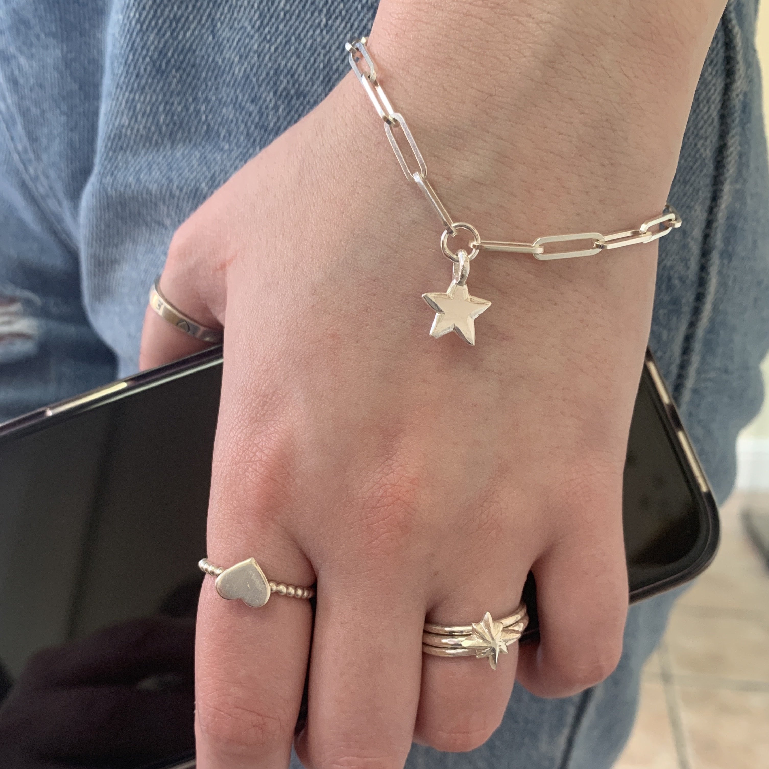 Belle & Bee Silver baby star trace chain bracelet