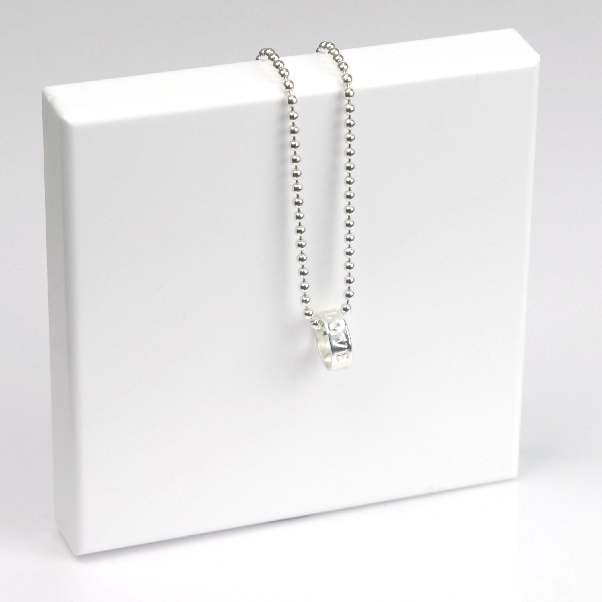 Belle & Bee Sterling Silver Ball Chain Necklace  with Personalised Love Loop