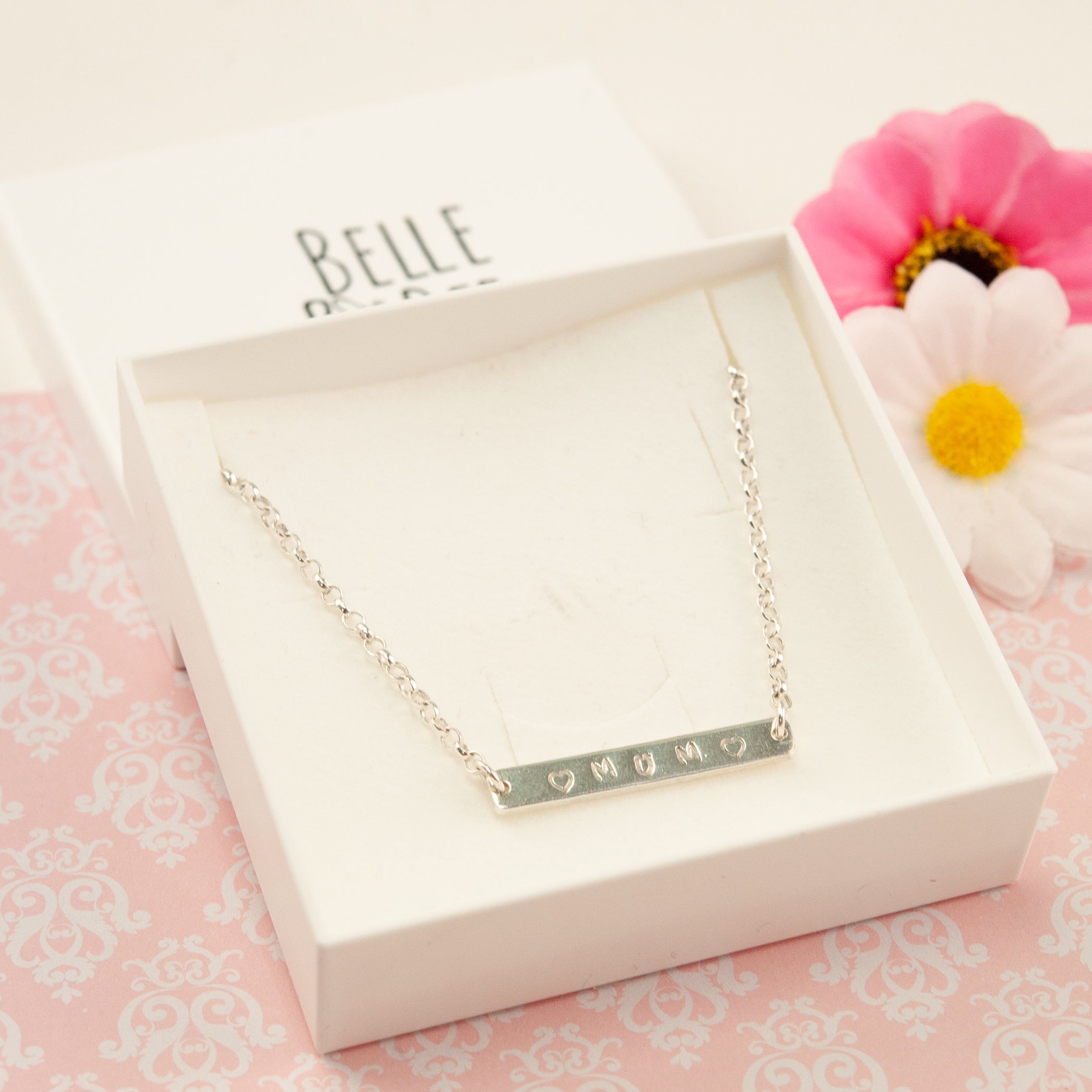 Belle & Bee sterling silver bar necklace