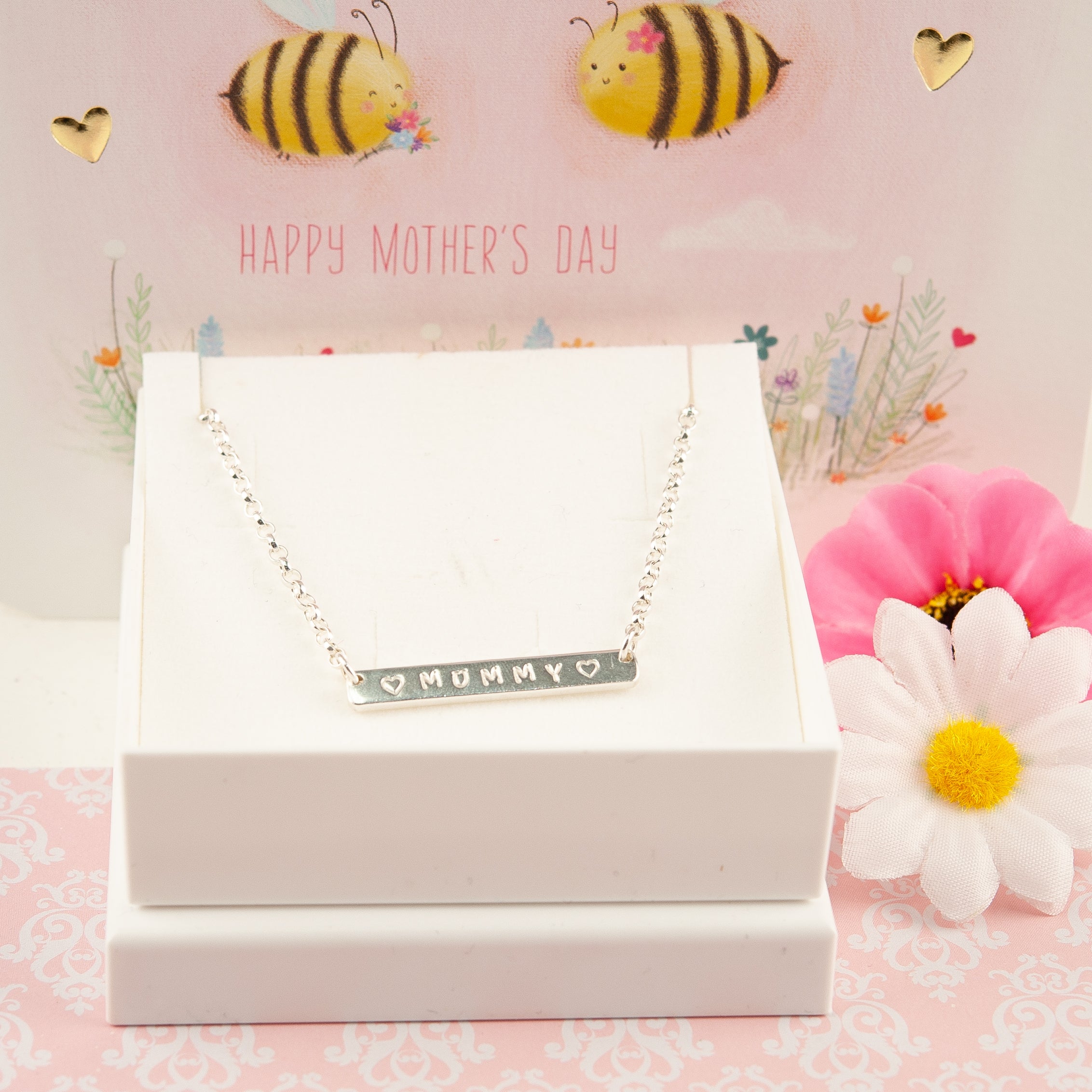 Belle & Bee Sterling silver bar necklace
