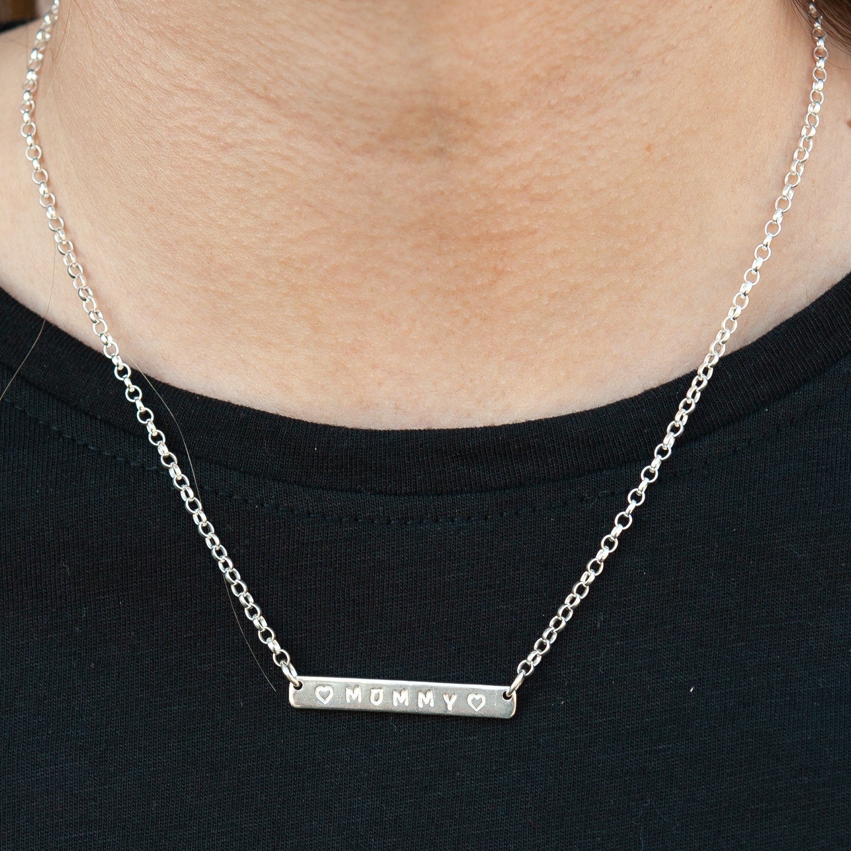 Belle & Bee sterling silver bar necklace
