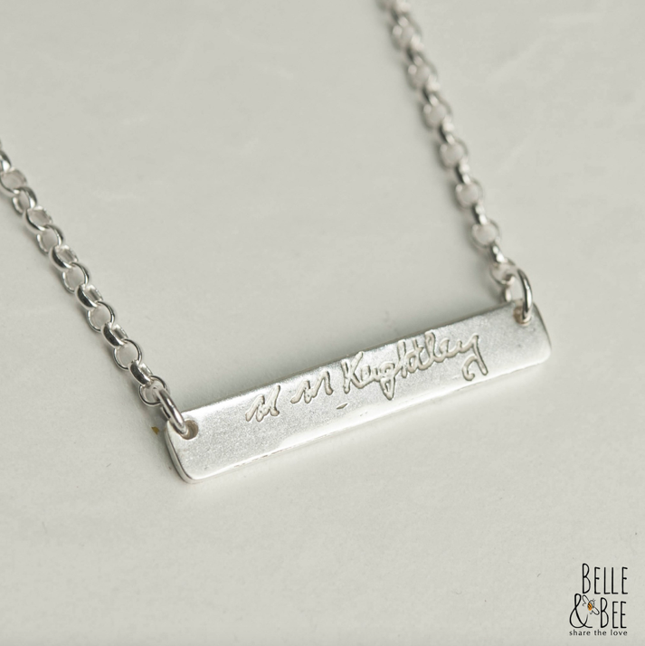 Bar necklace on sale with handwriting