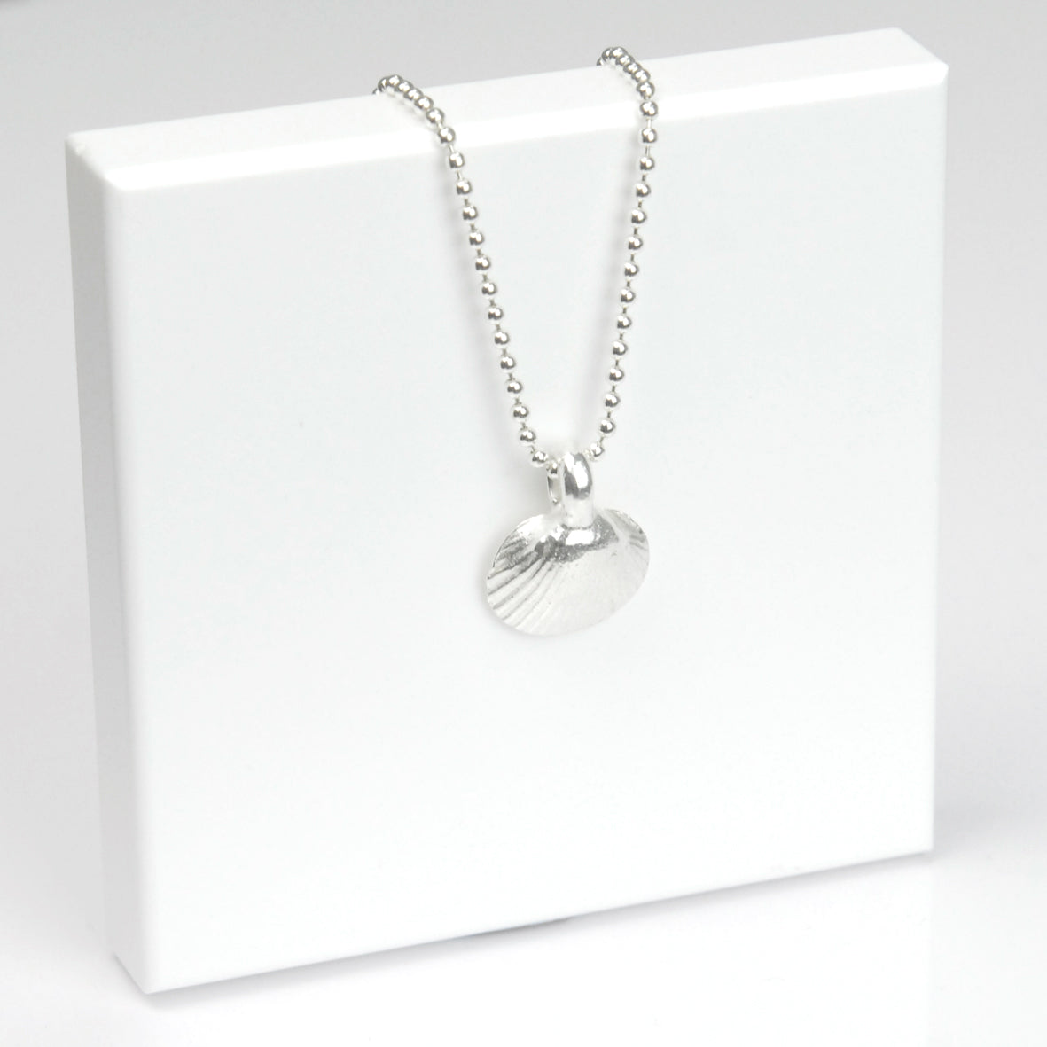 Belle & Bee Sterling Silver Ball Chain Necklace with Chunky Shell Charm