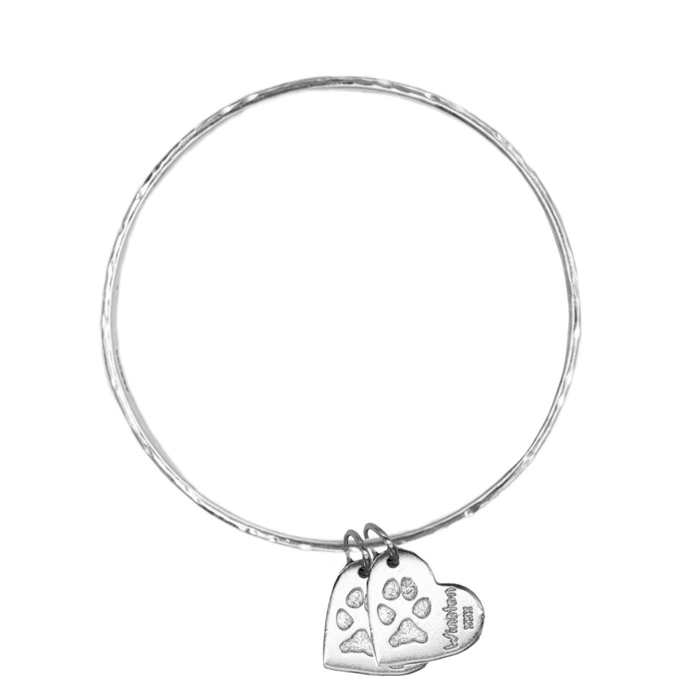 Belle & Bee Midi bangle with 2 paw print charms