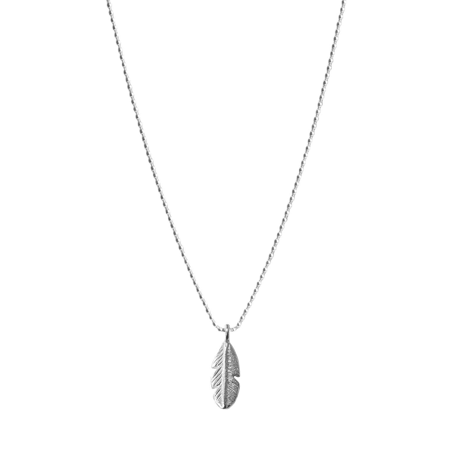Belle & Bee Sterling silver ball chain feather necklace