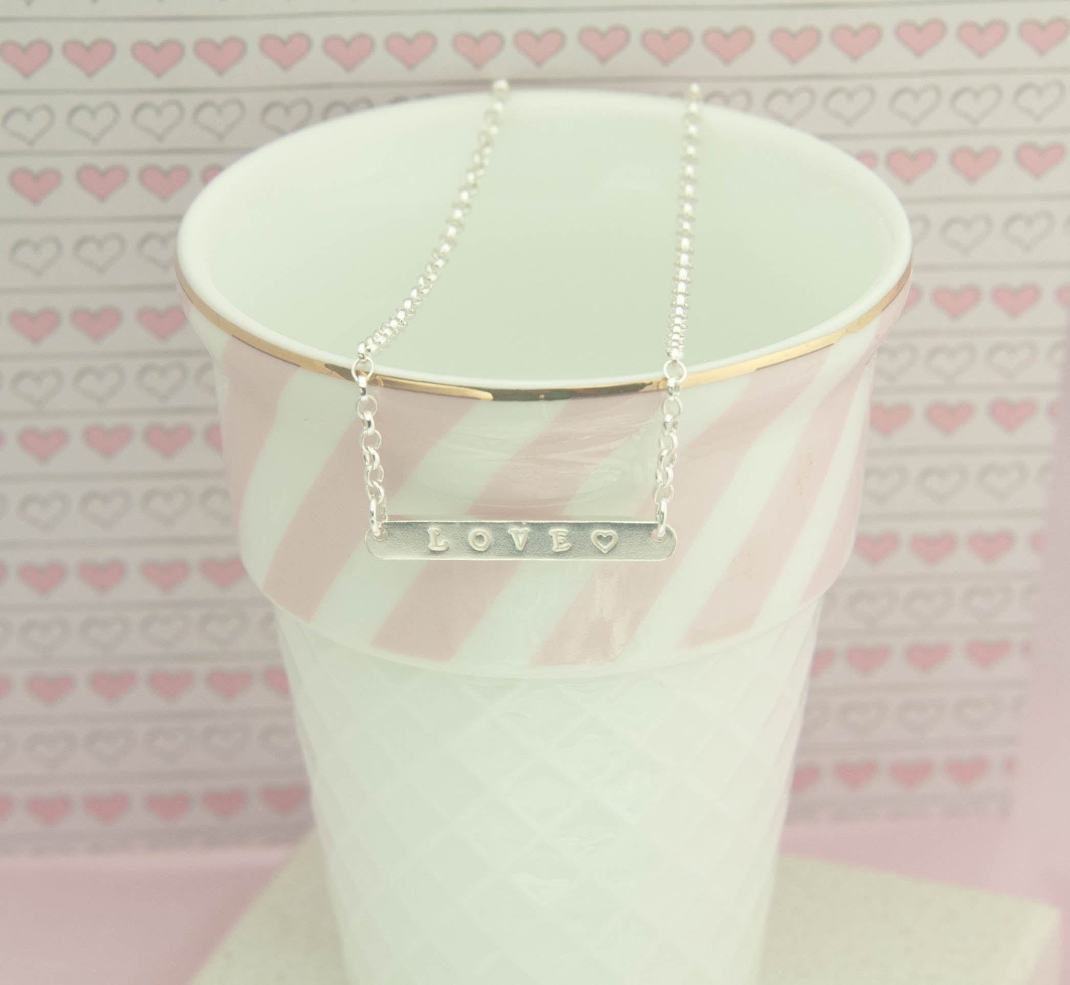 Belle & Bee Personalised Sterling Silver Bar Necklace