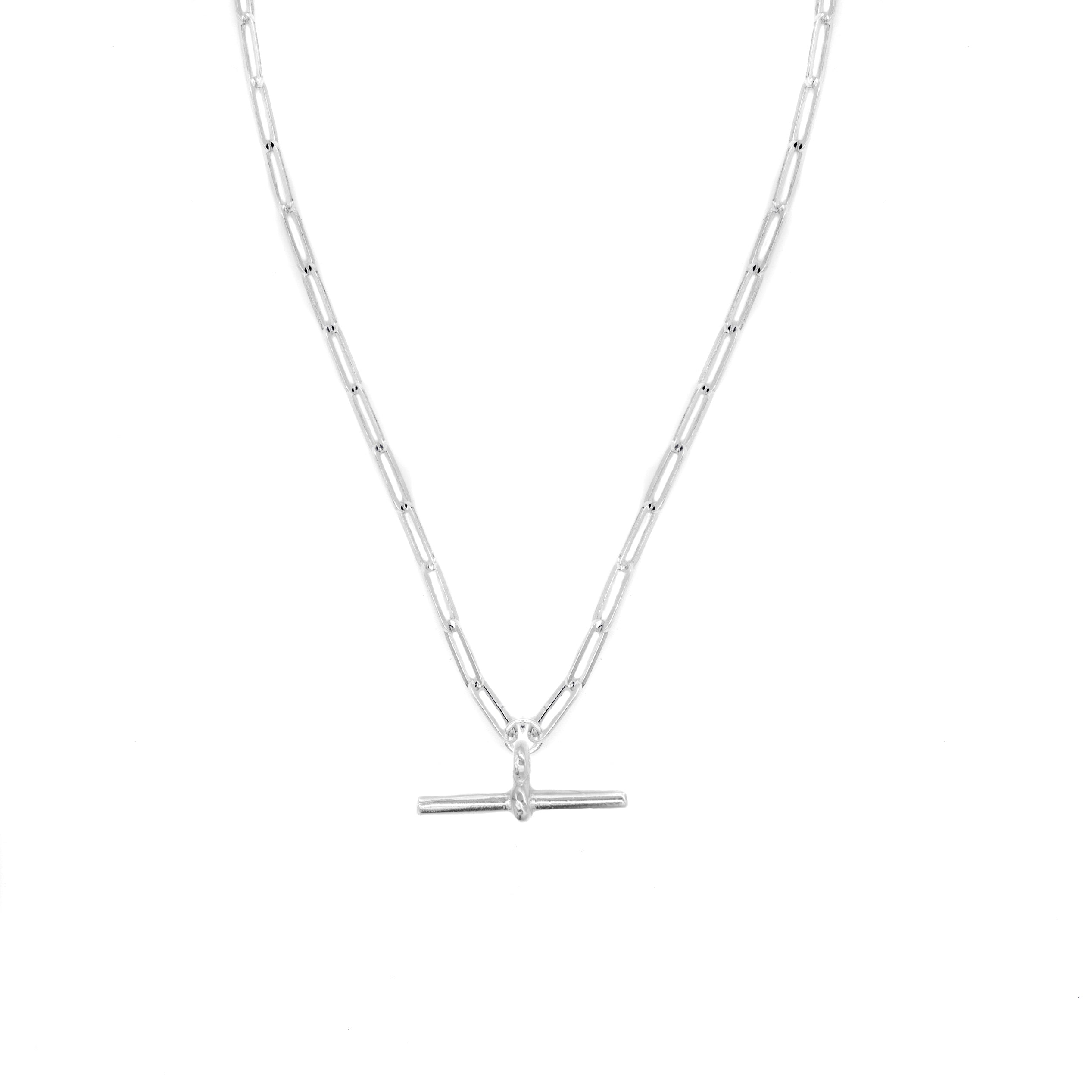 Belle & Bee Sterling Silver T Bar trace chain necklace