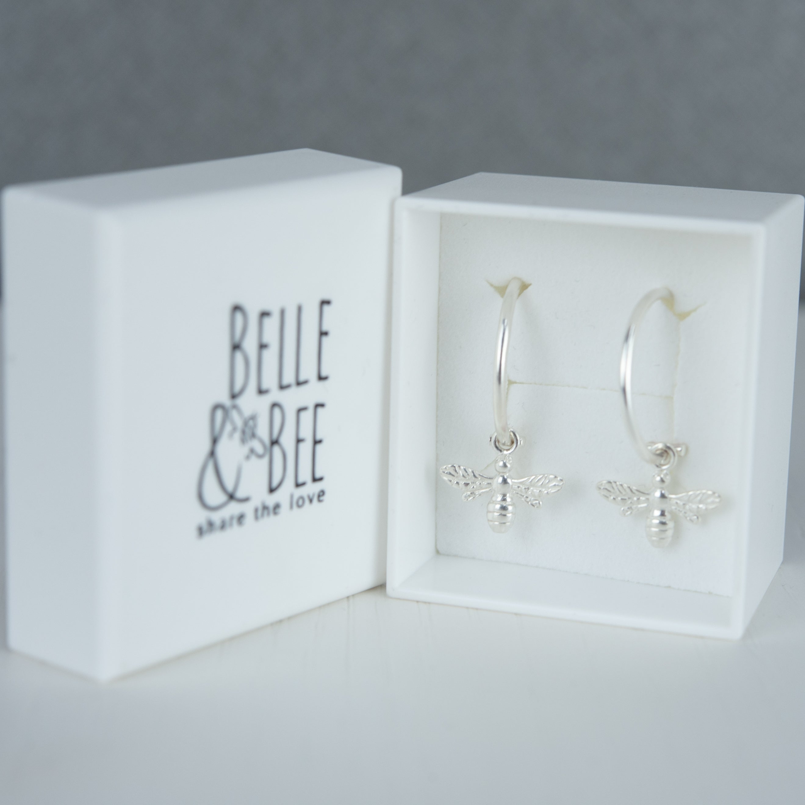 Belle & Bee Delicate silver bee hoop earring
