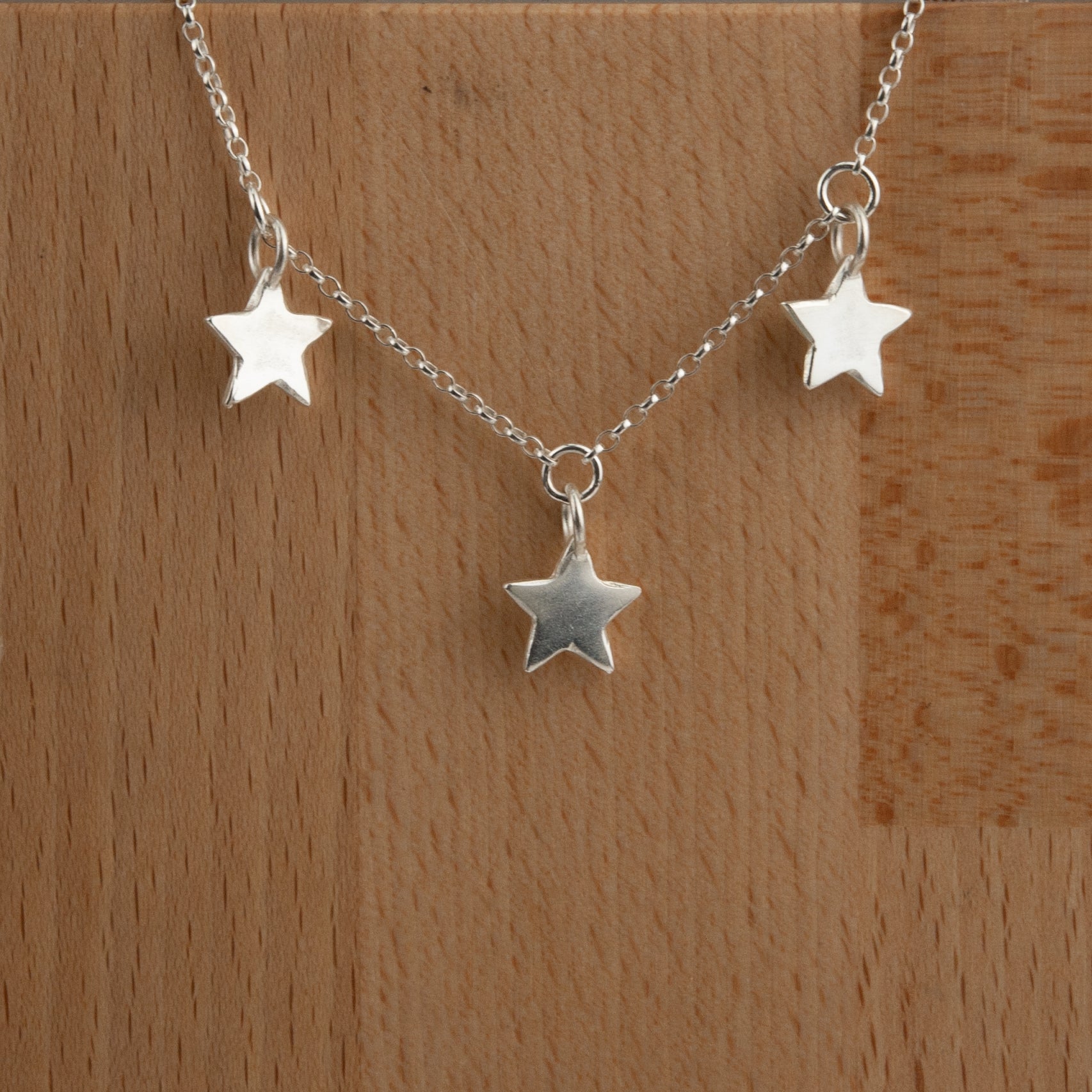 Belle & Bee sterling silver 3 star necklace
