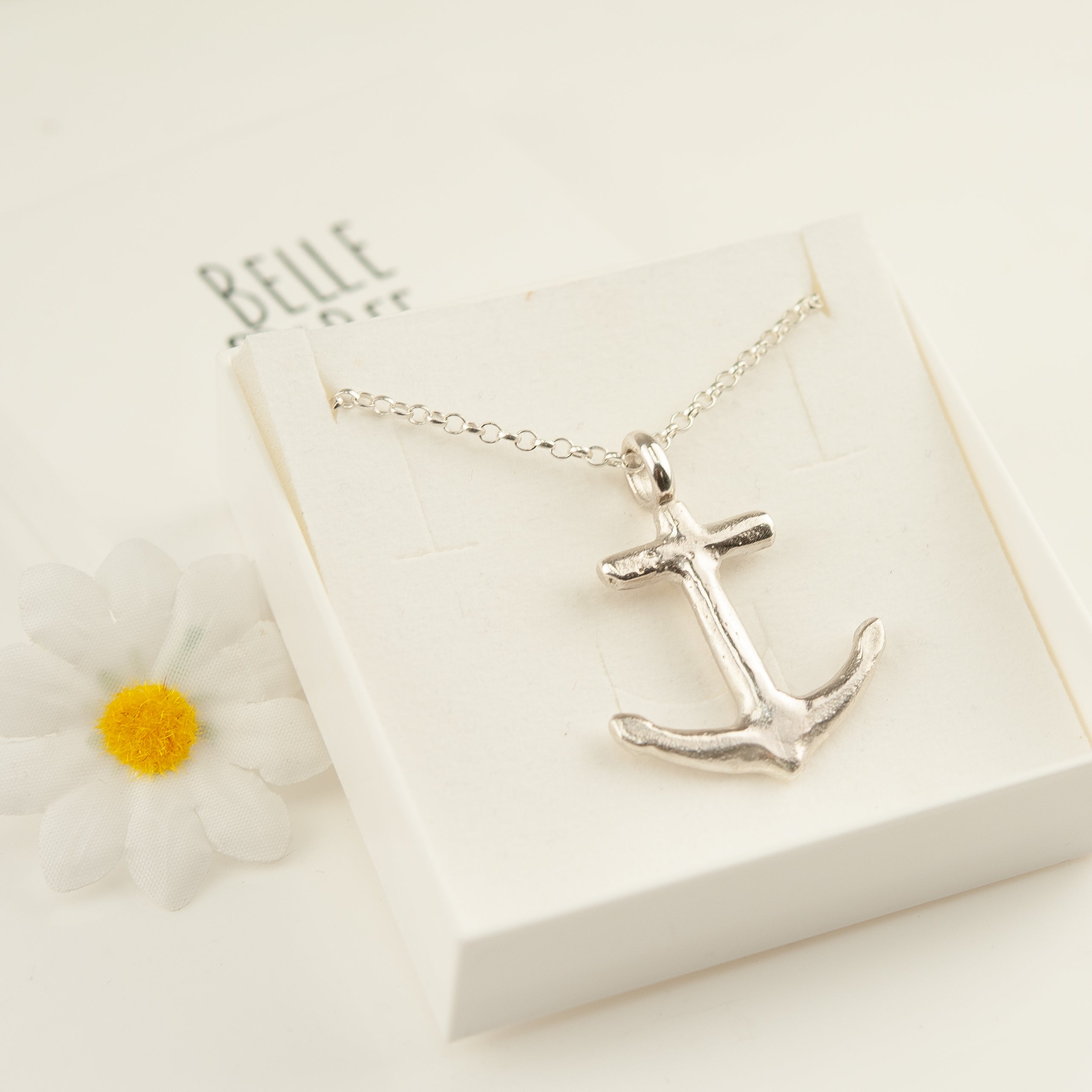 Belle & Bee sterling silver large anchor necklace