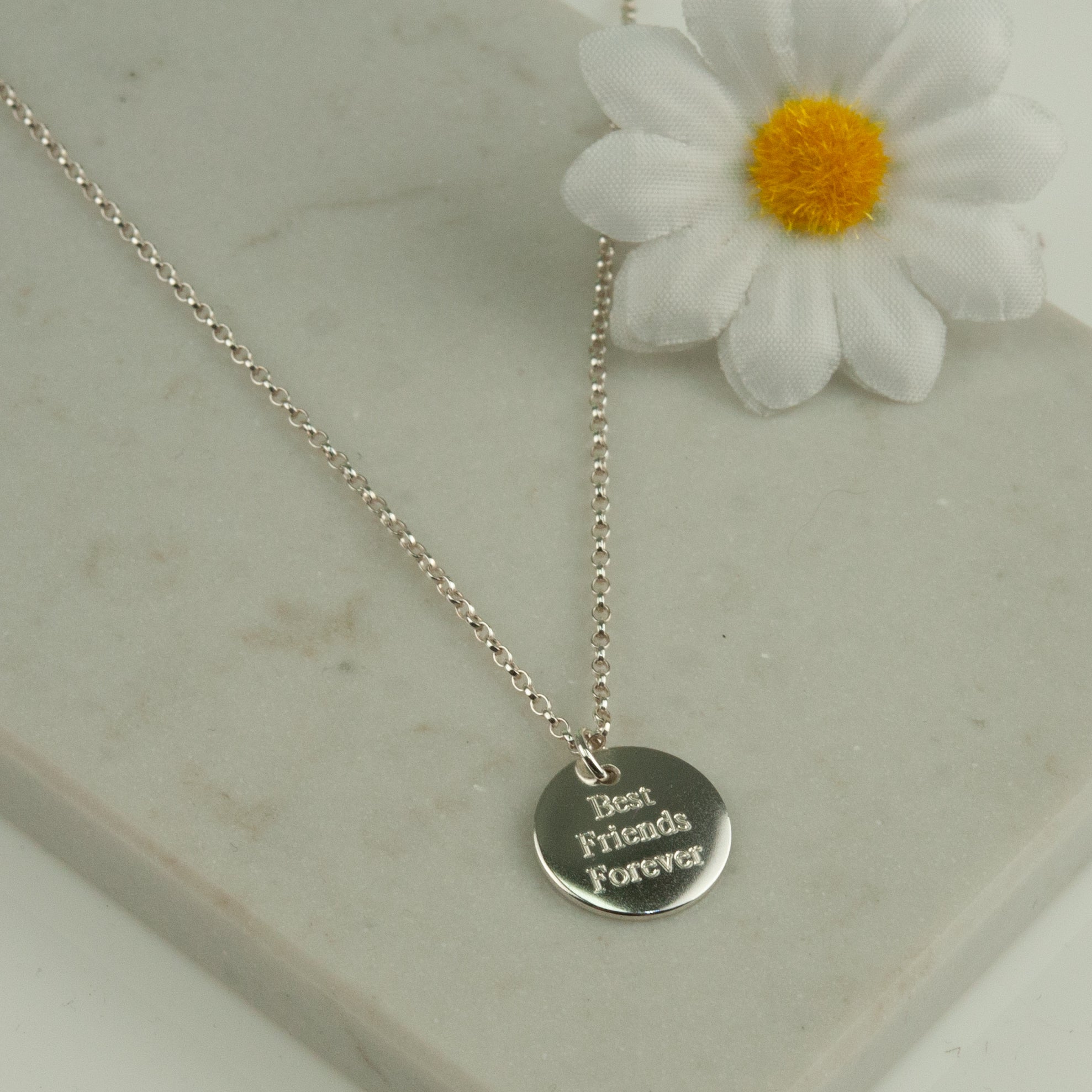 Belle & Bee quote disc necklace