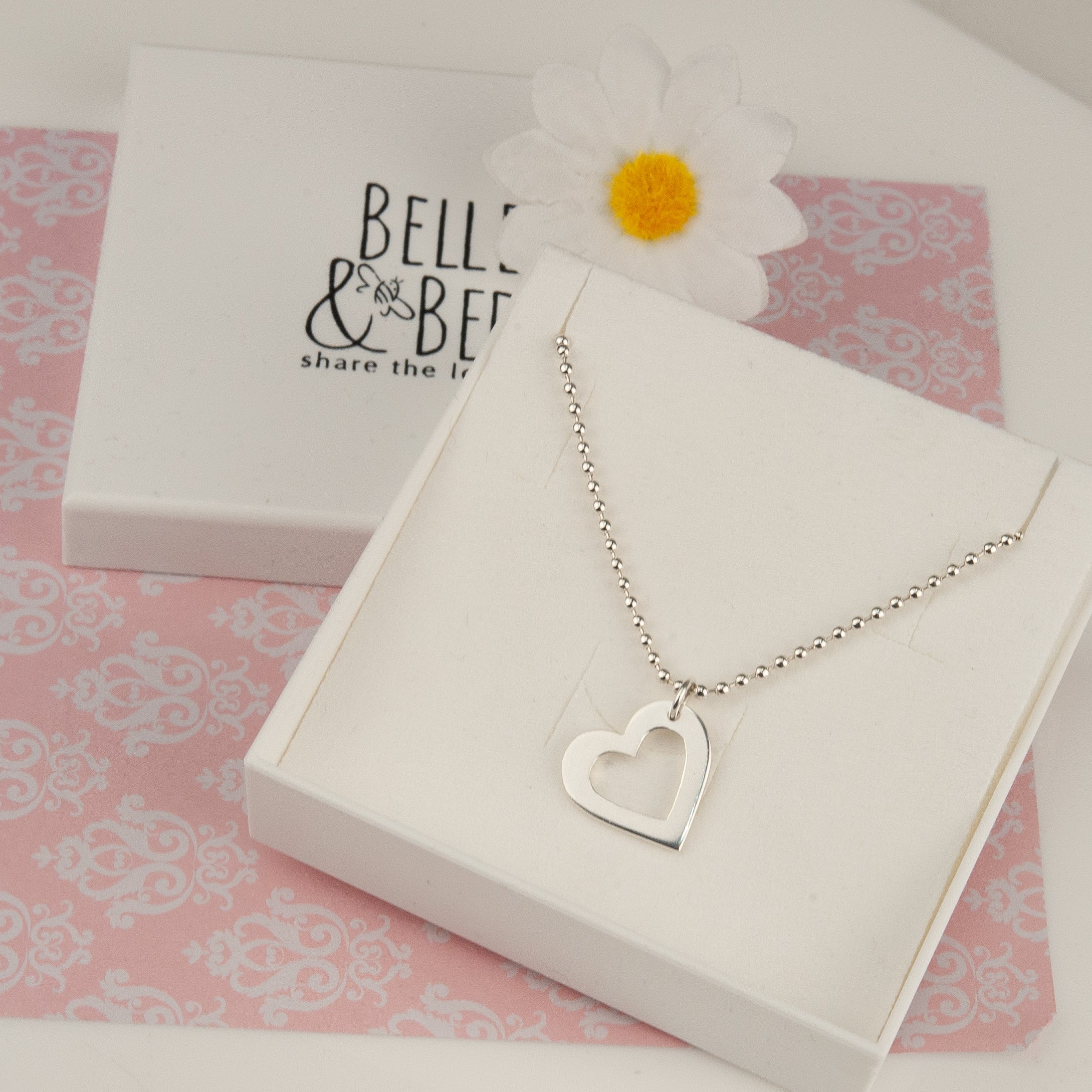 Belle and Bee Sterling Silver Chunky Open Heart Necklace