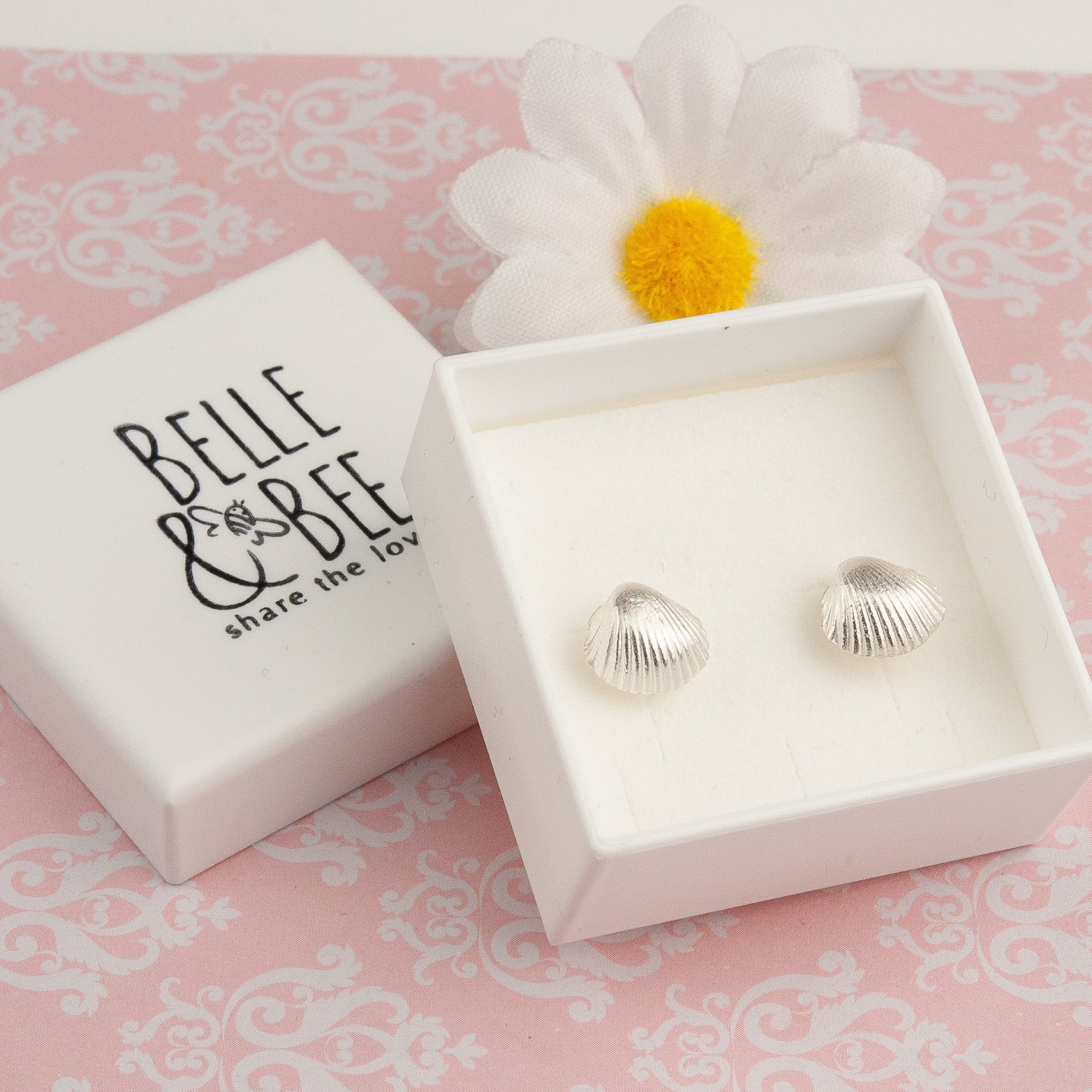 Belle & Bee silver shell earrings