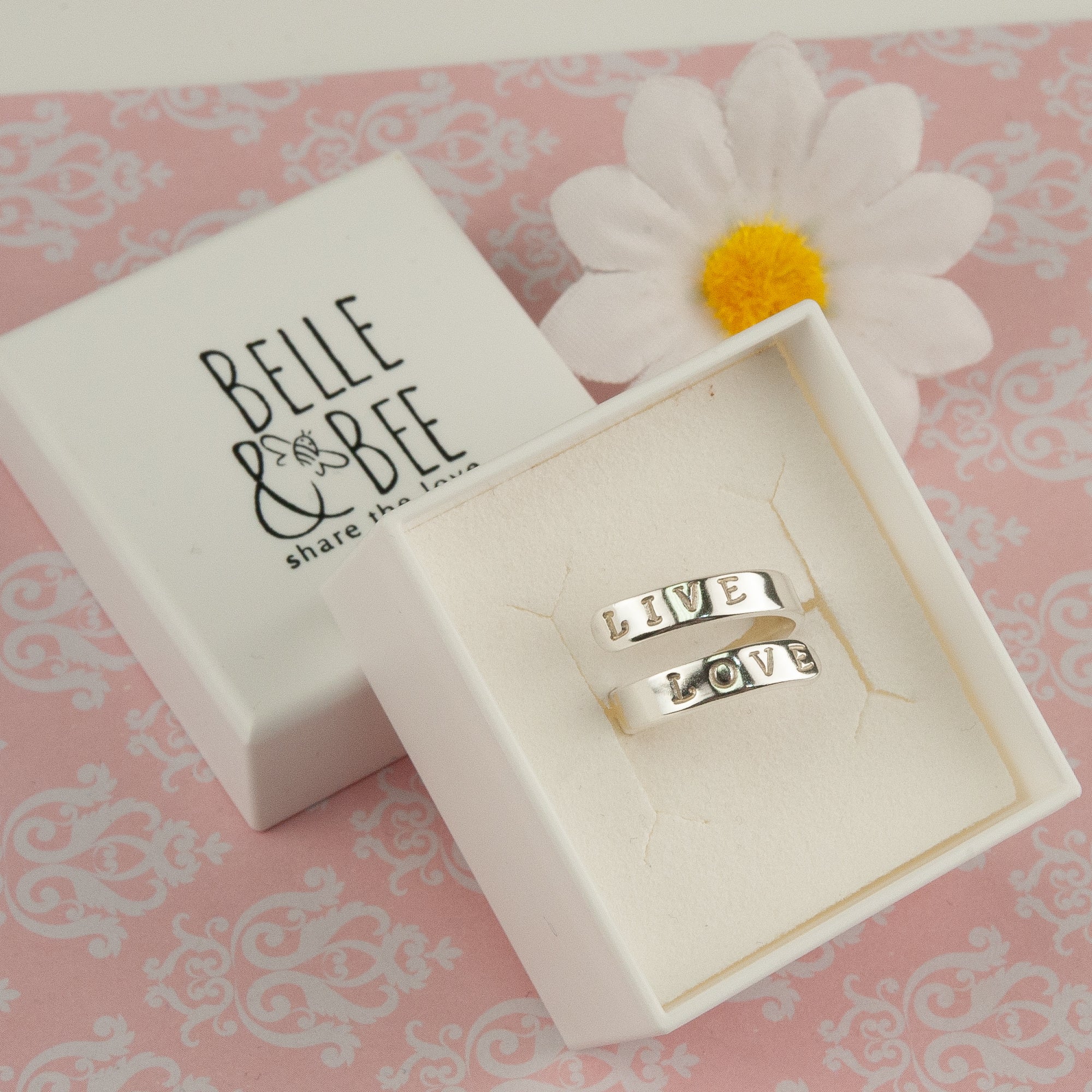 Belle & Bee personalised silver wrap ring