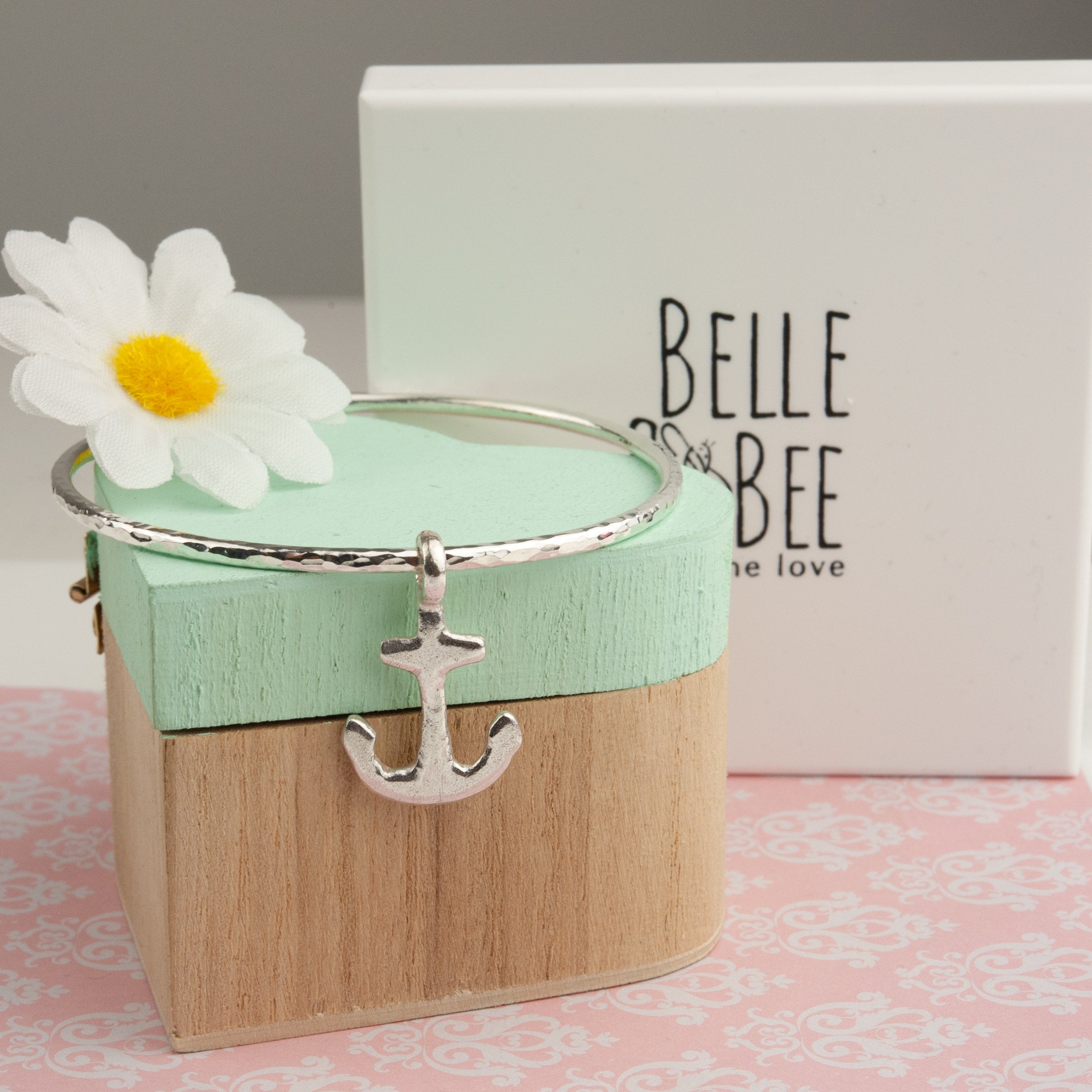Belle &Bee Midi silver anchor bangle