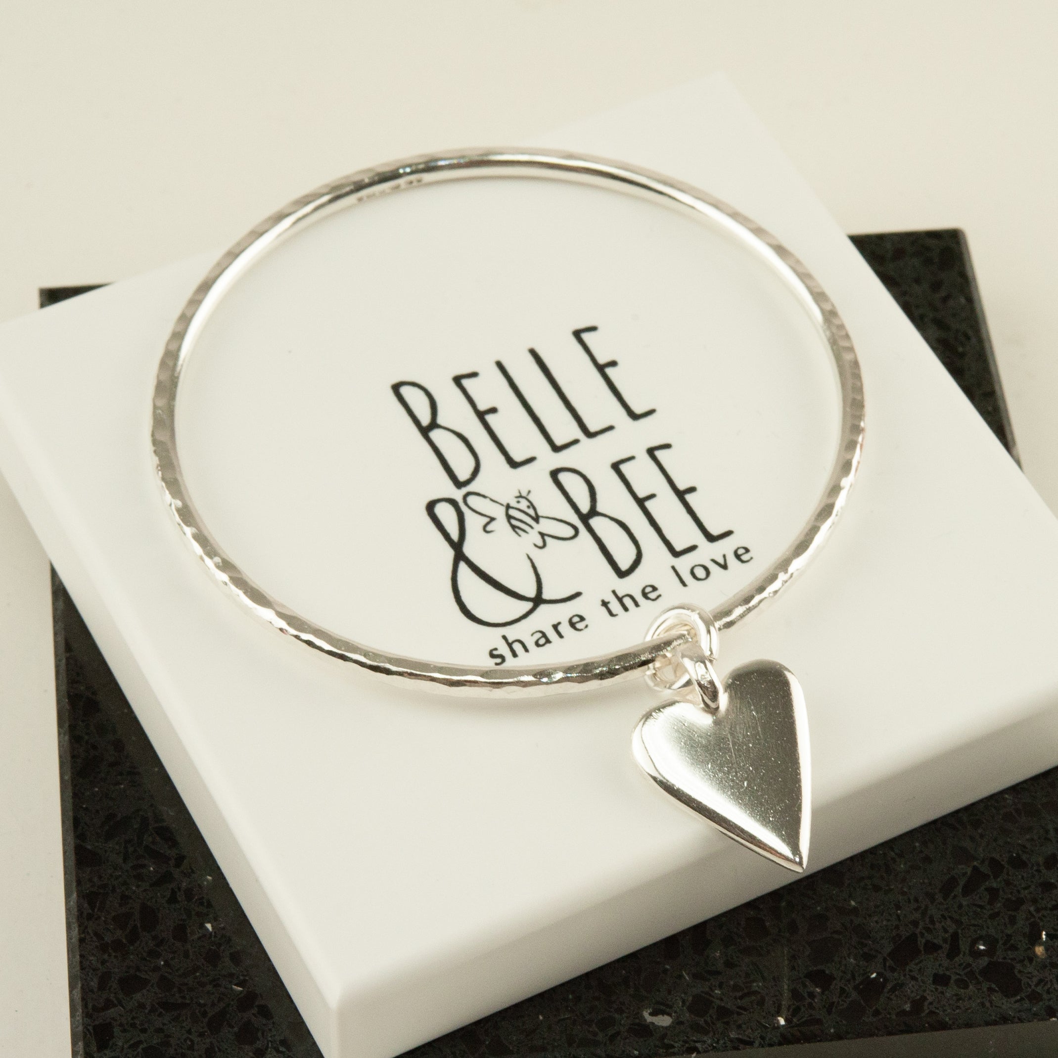 Belle & Bee sterling silver heart bangle
