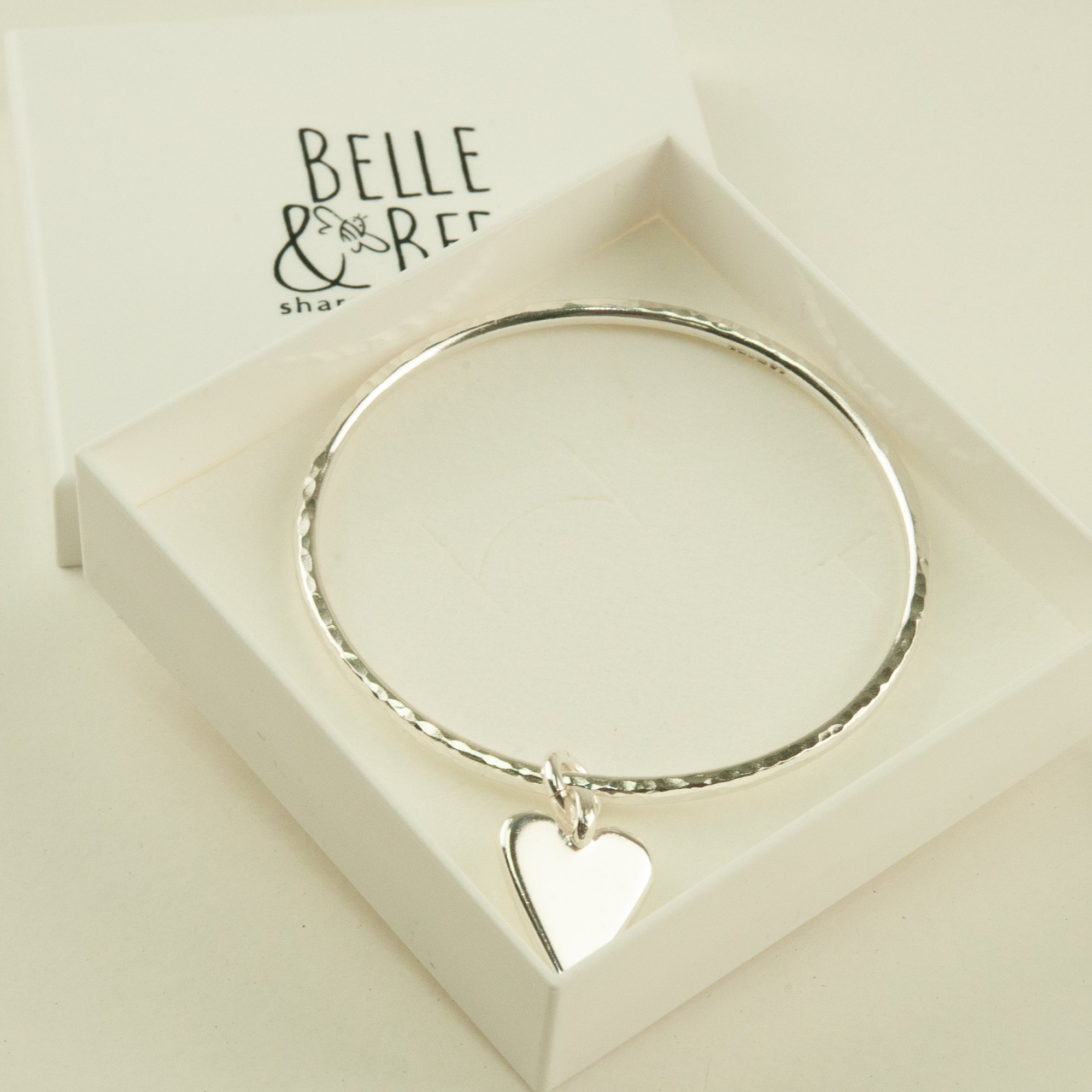 Belle & Bee Sterling silver heart bangle