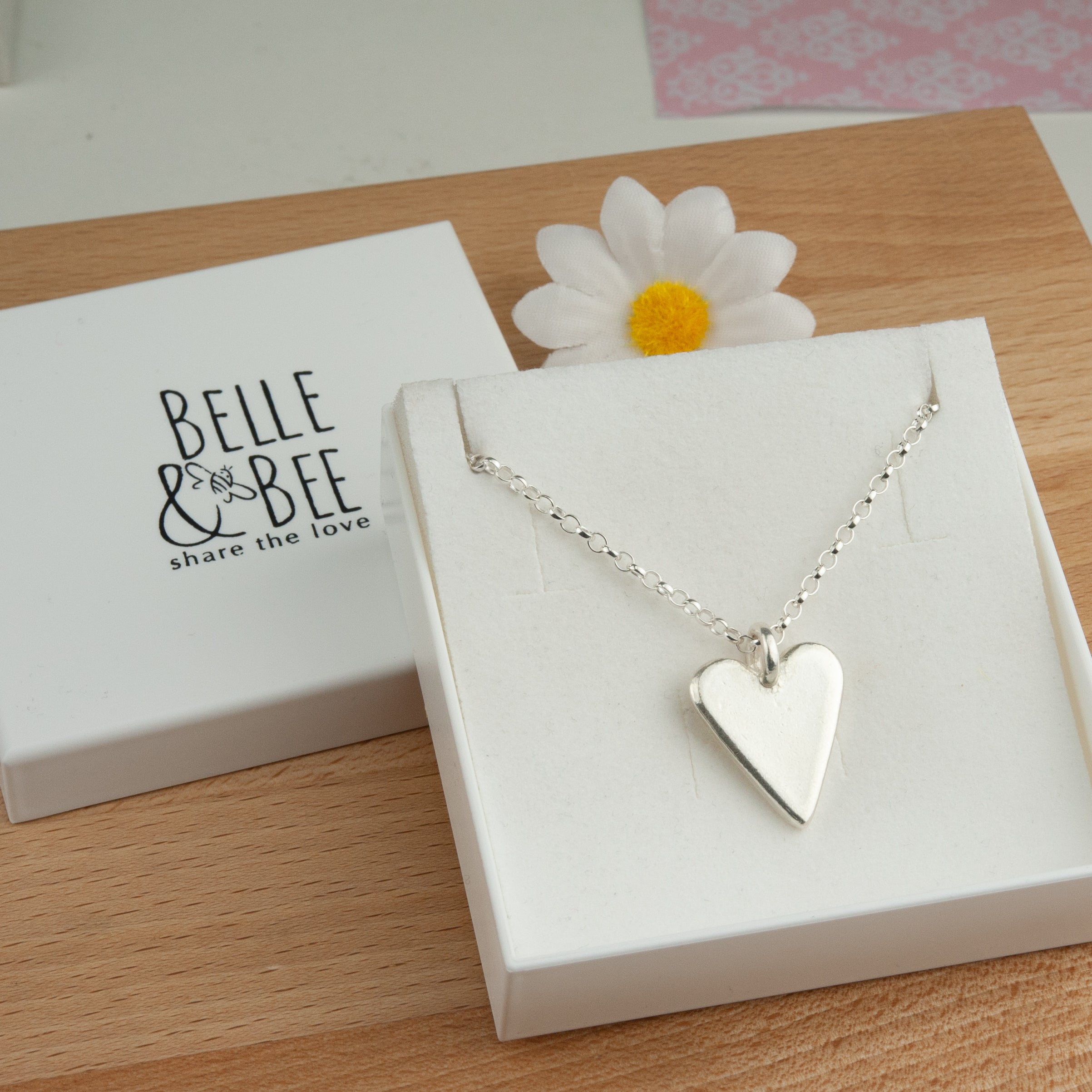 Belle and Bee Sterling Silver Necklace with Maxi Chunky Heart Charm