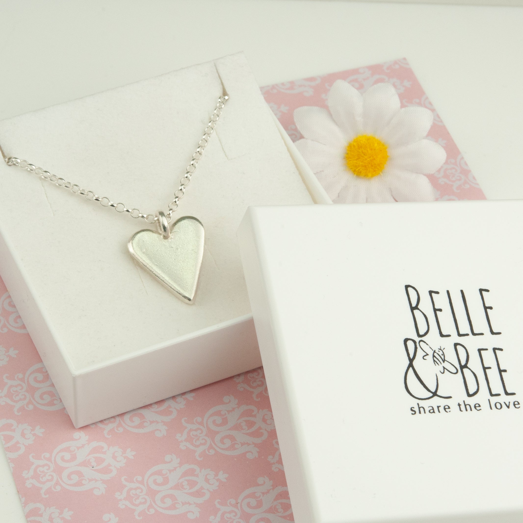 Belle and Bee Sterling Silver Necklace with Maxi Chunky Heart Charm
