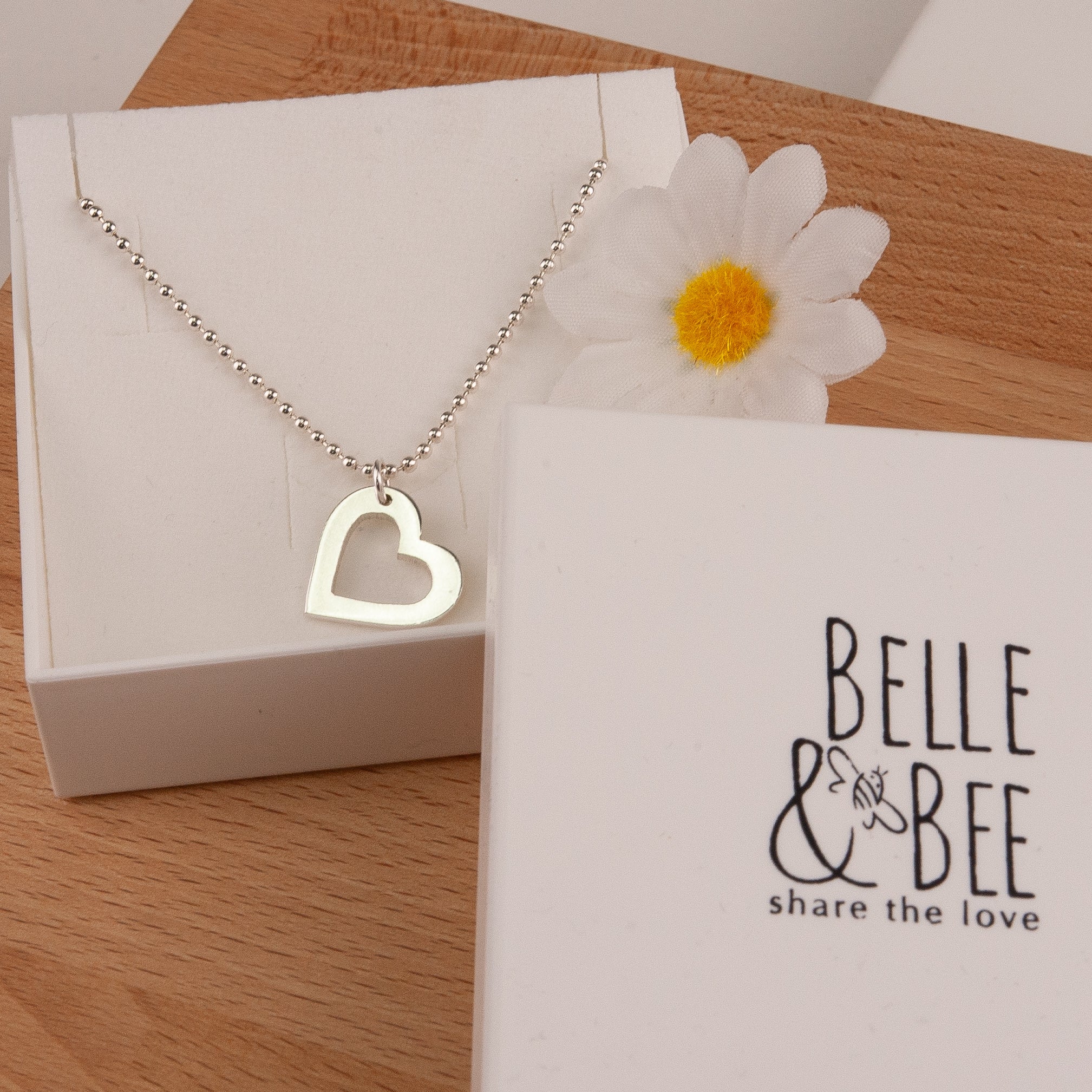 Belle and Bee Sterling Silver Chunky Open Heart Necklace