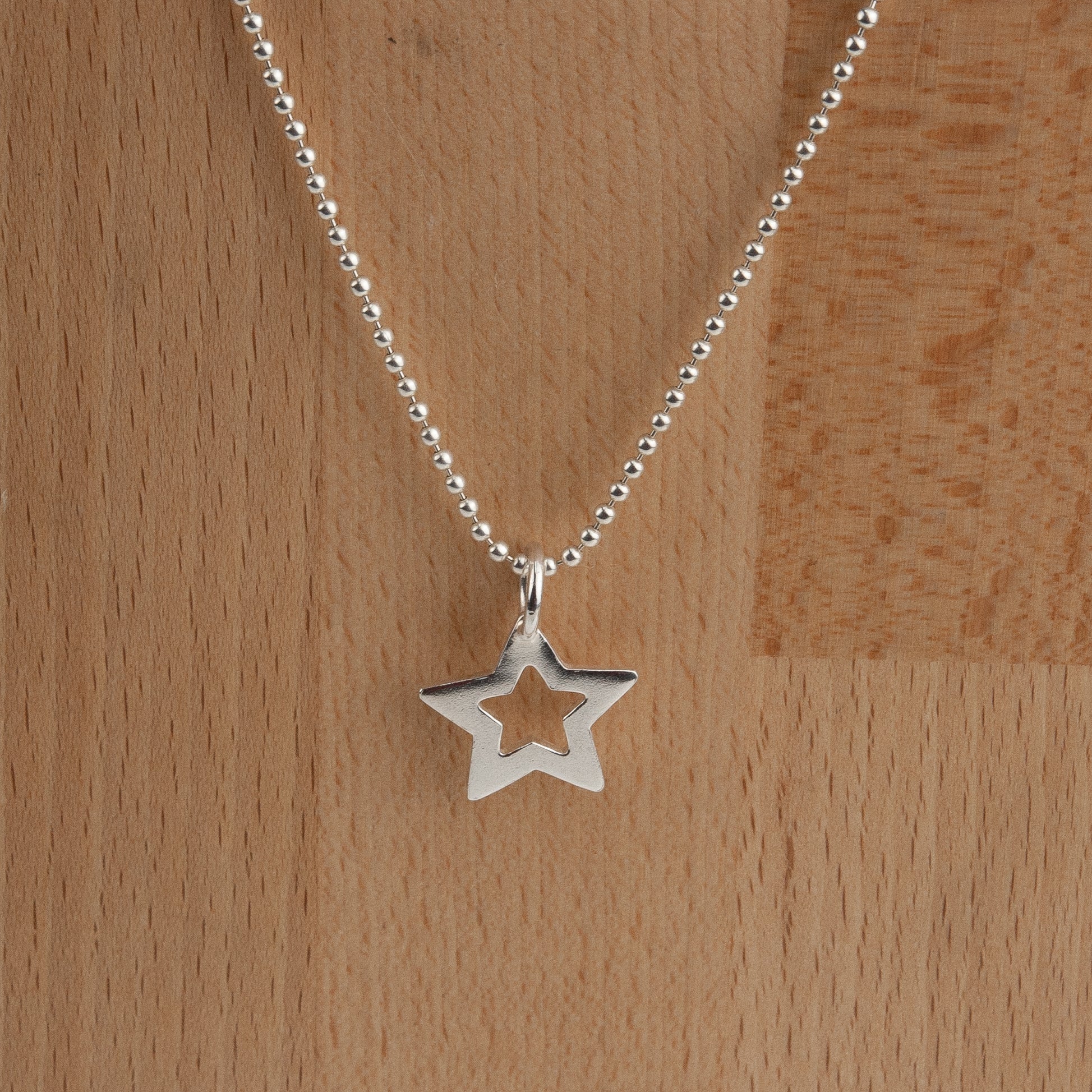 Belle & Bee sterling silver open star necklace
