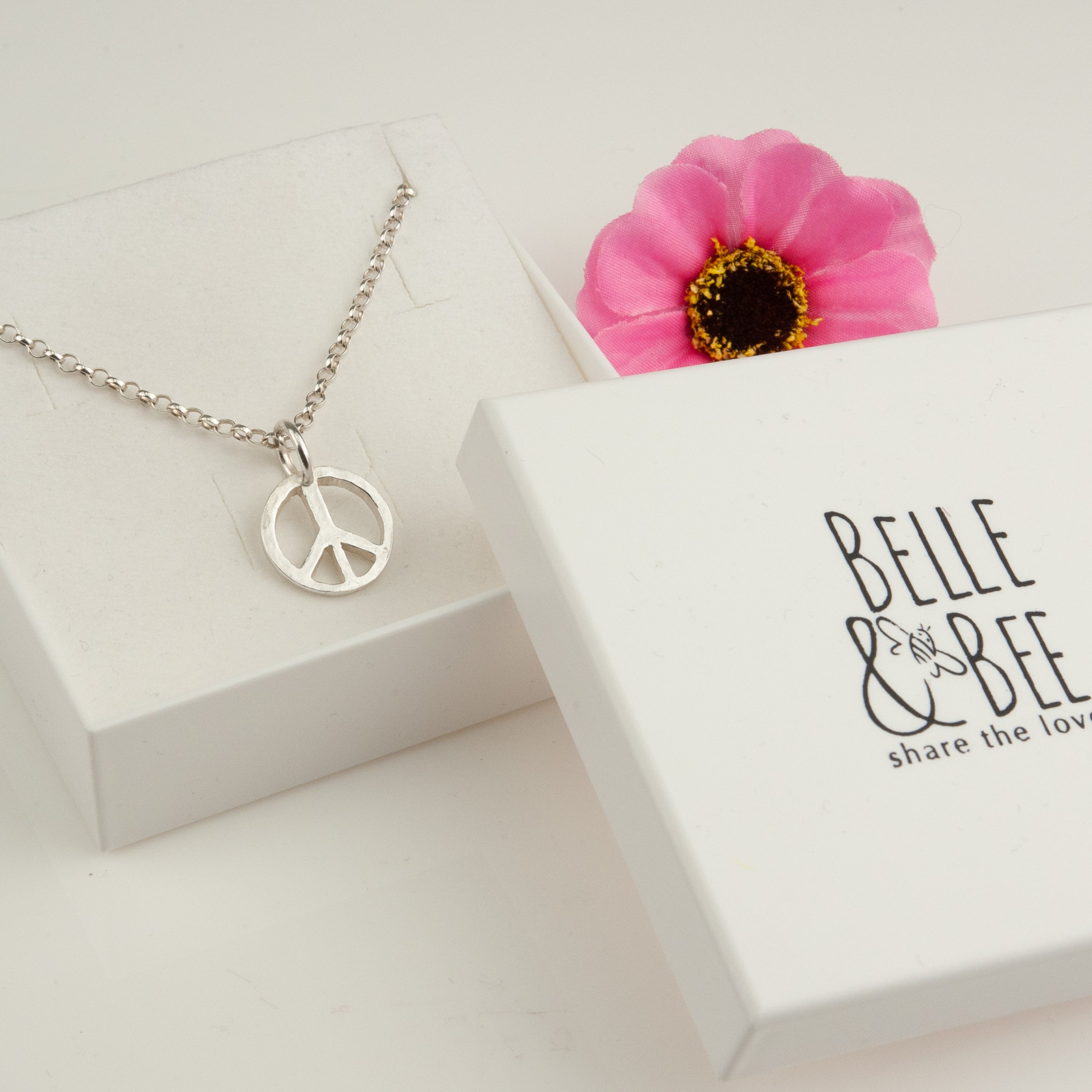 Belle & Bee sterling silver peace sign necklace