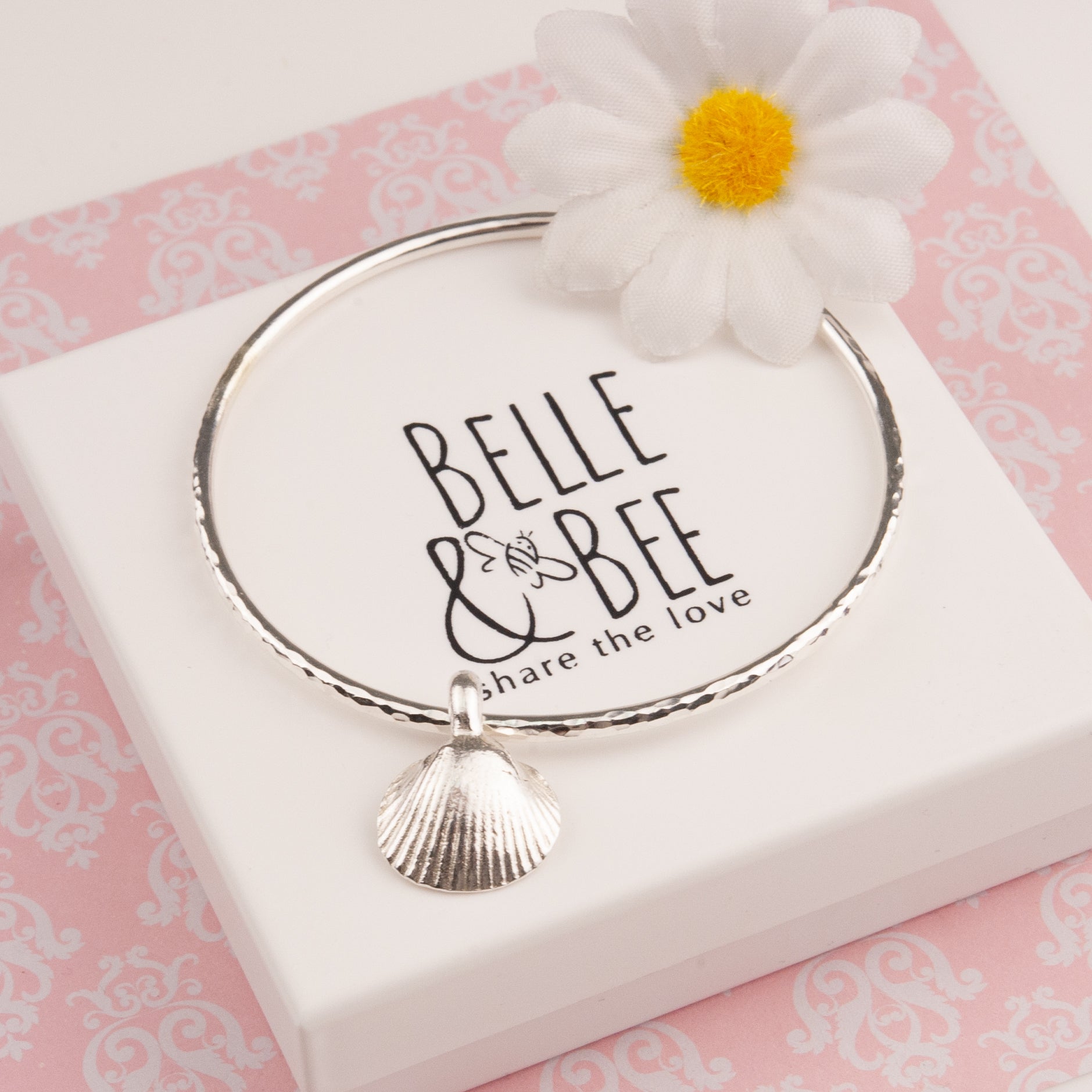 Belle & Bee silver shell bangle
